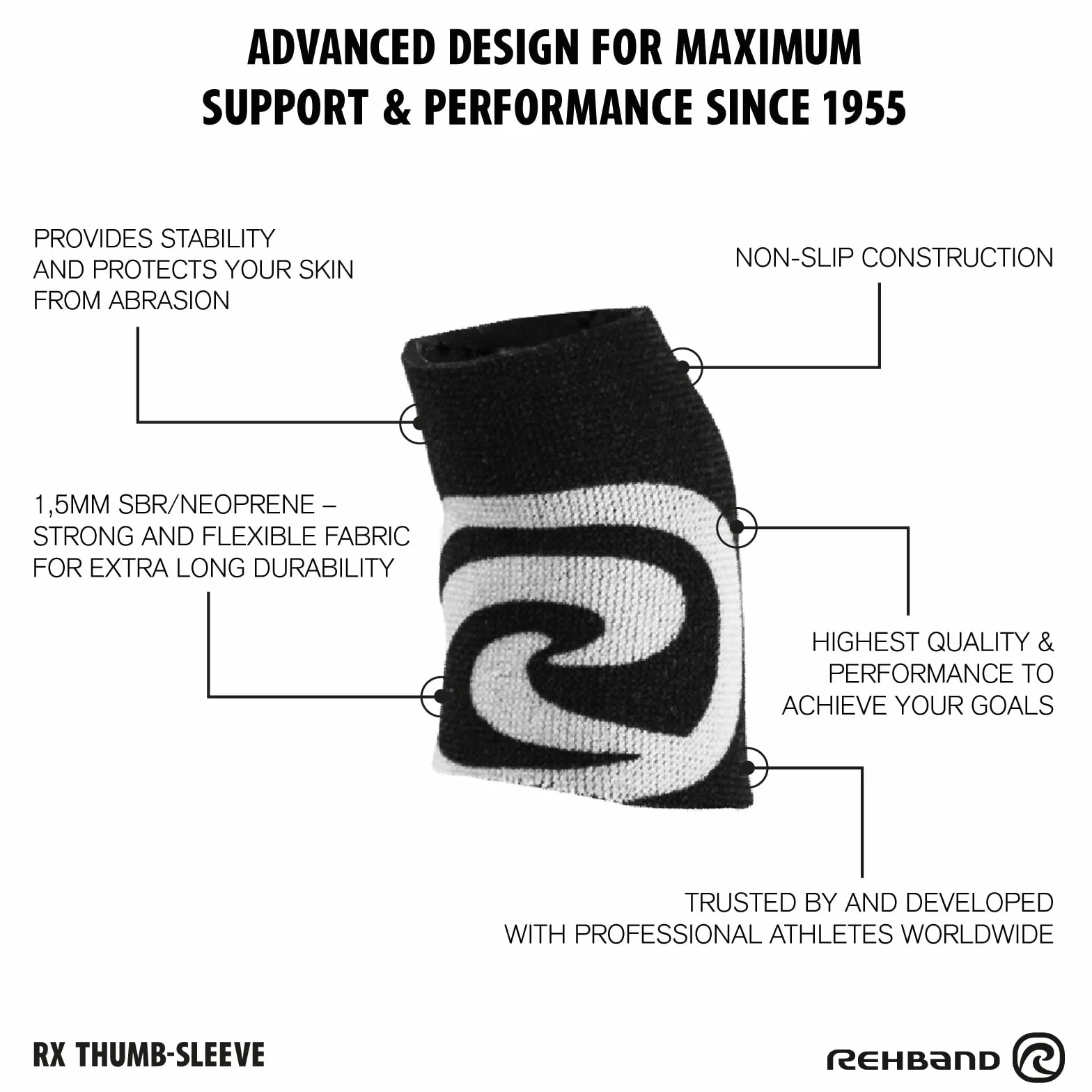 Rehband RX Thumb Brace 1,5 mm Neoprene Protezione Pollice Forza