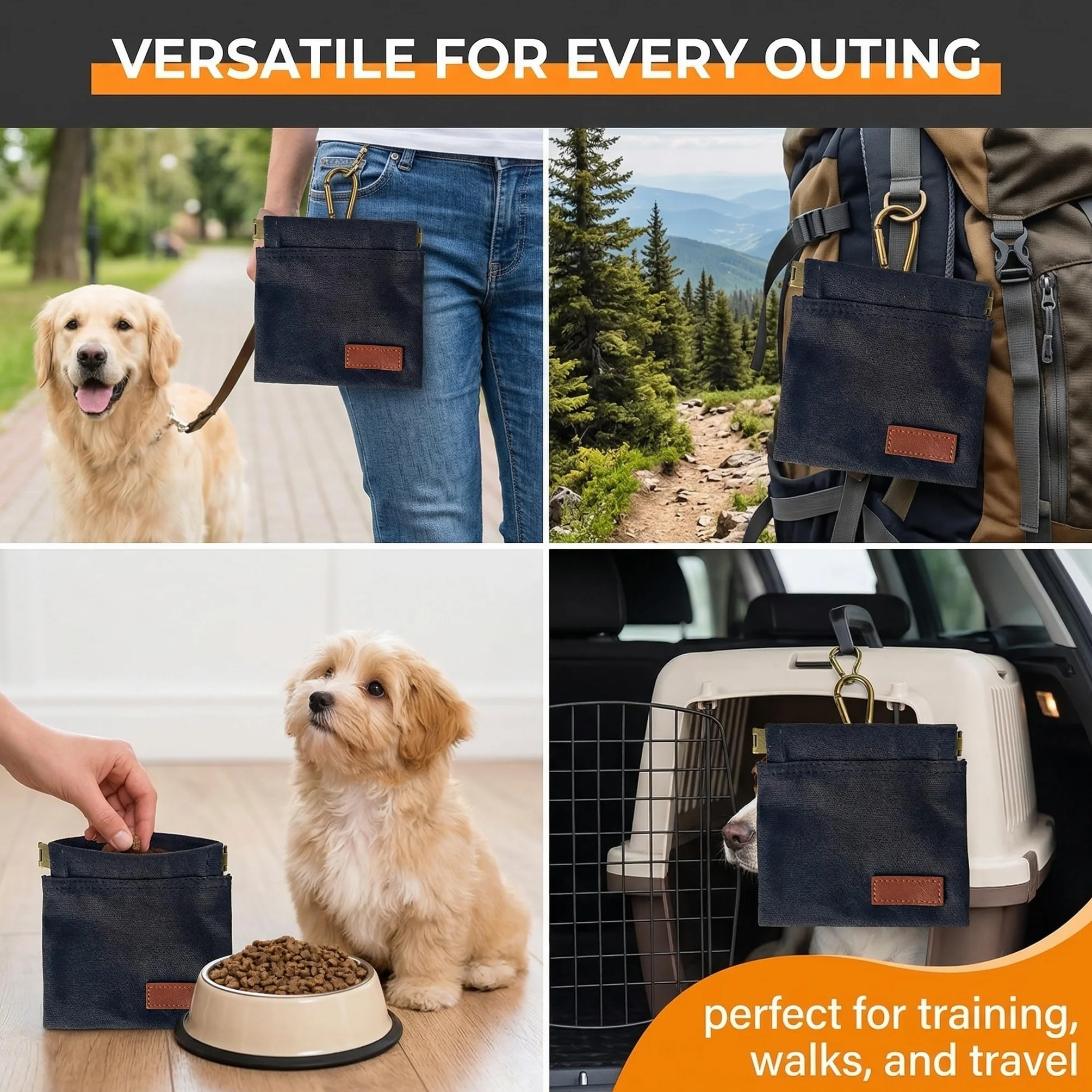 1 Pezzi Borsa Addestramento Cani con Porta Snack Integrato, Mani Libere e Moschettone, Porta Crocchette per Cani - Accessorio per Addestramento Professionale per Passeggiate, Agility
