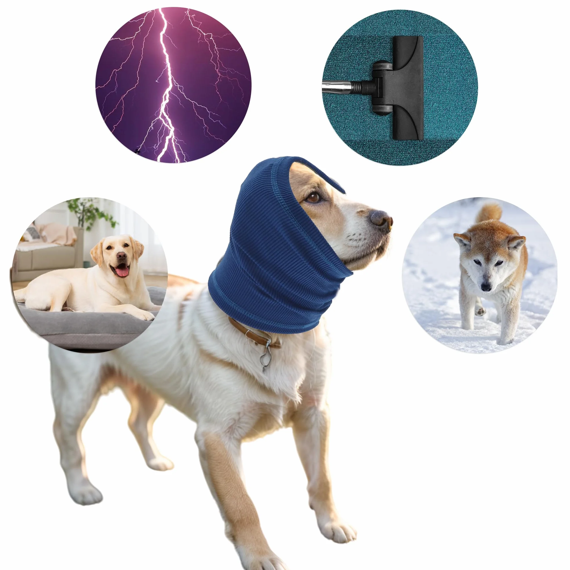 Cuffie Antirumore per Cani Fascia Protettiva Orecchie Blu L
