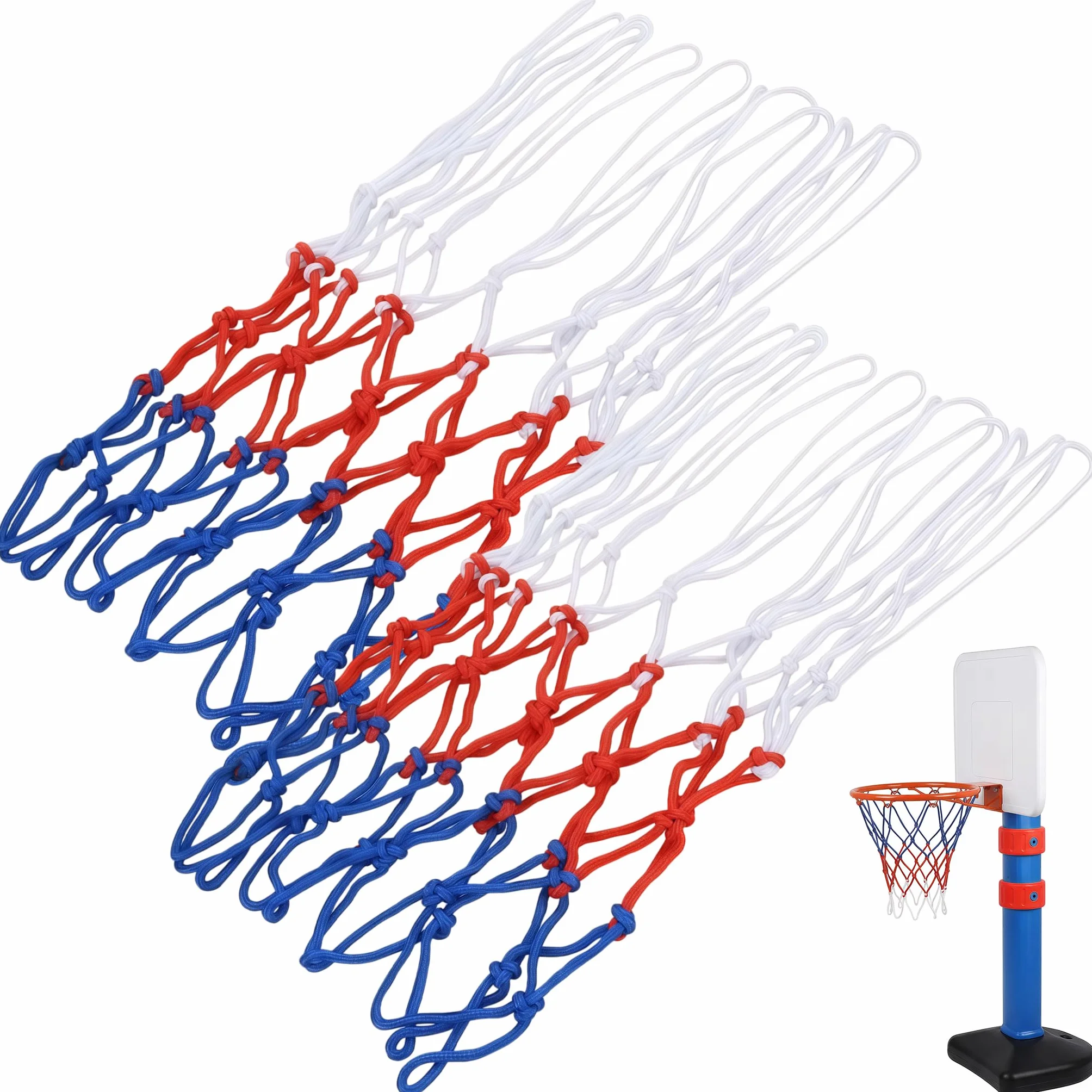 Rete da Basket Nylon Rinforzato Resistente alle Intemperie, Dimensioni Standard con 12 Anelli, 45cm per Esterno e Interno