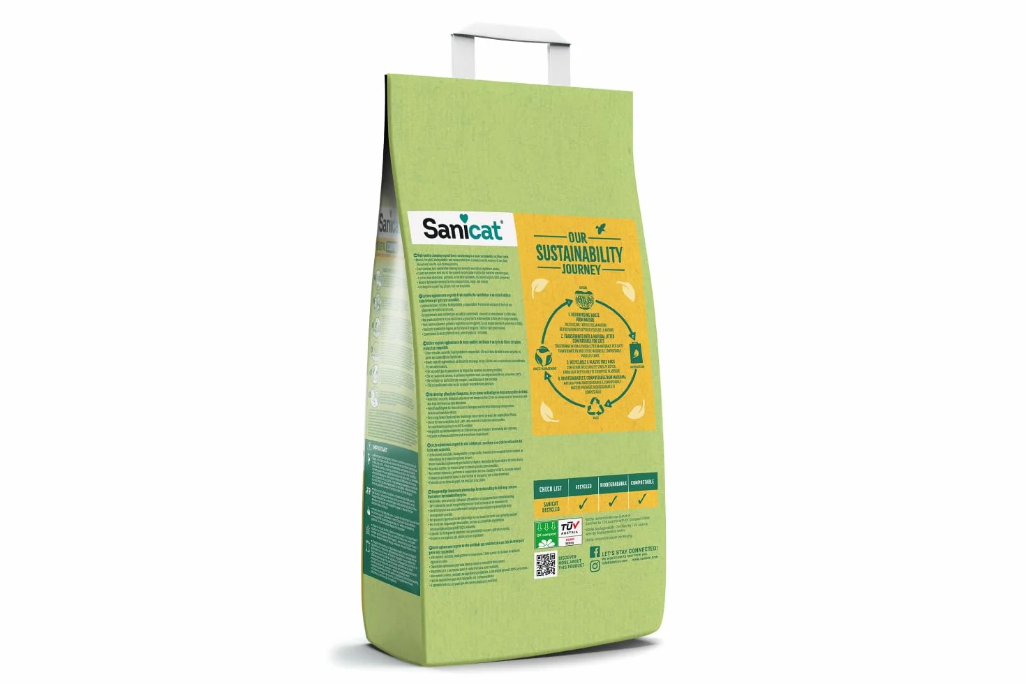 Sanicat Lettiera per gatti in tutolo di mais riciclato Assorbimento superiore controllo odori biodegradabile 6 L