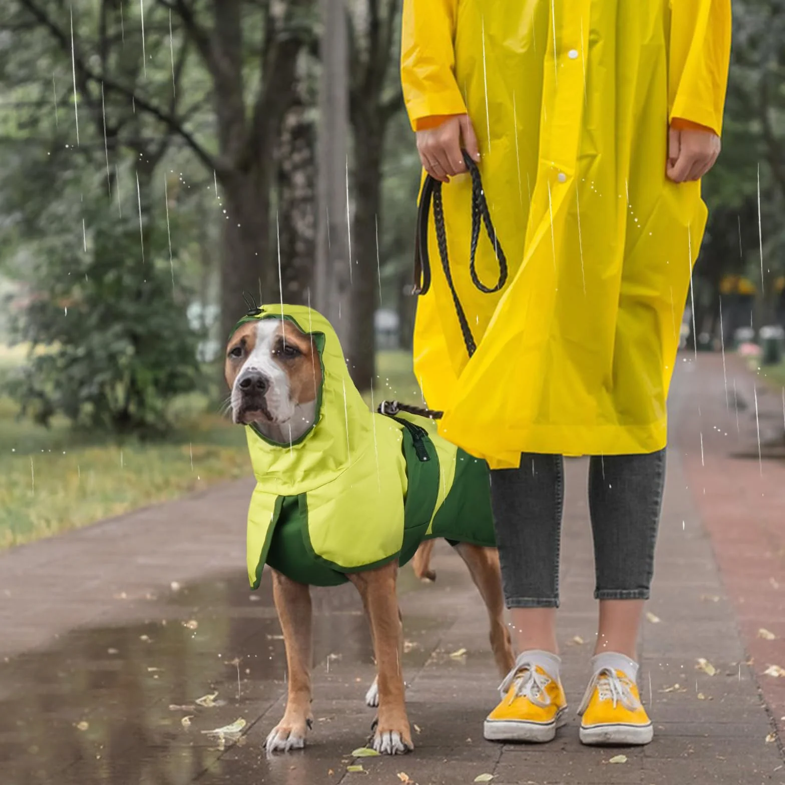 Impermeabile per Cani con Cappuccio, Poncho Impermeabile Mantella Pioggia Giacca Antipioggia Cani Felpa Impermeabile con Strisce Riflettenti(Verde, L)