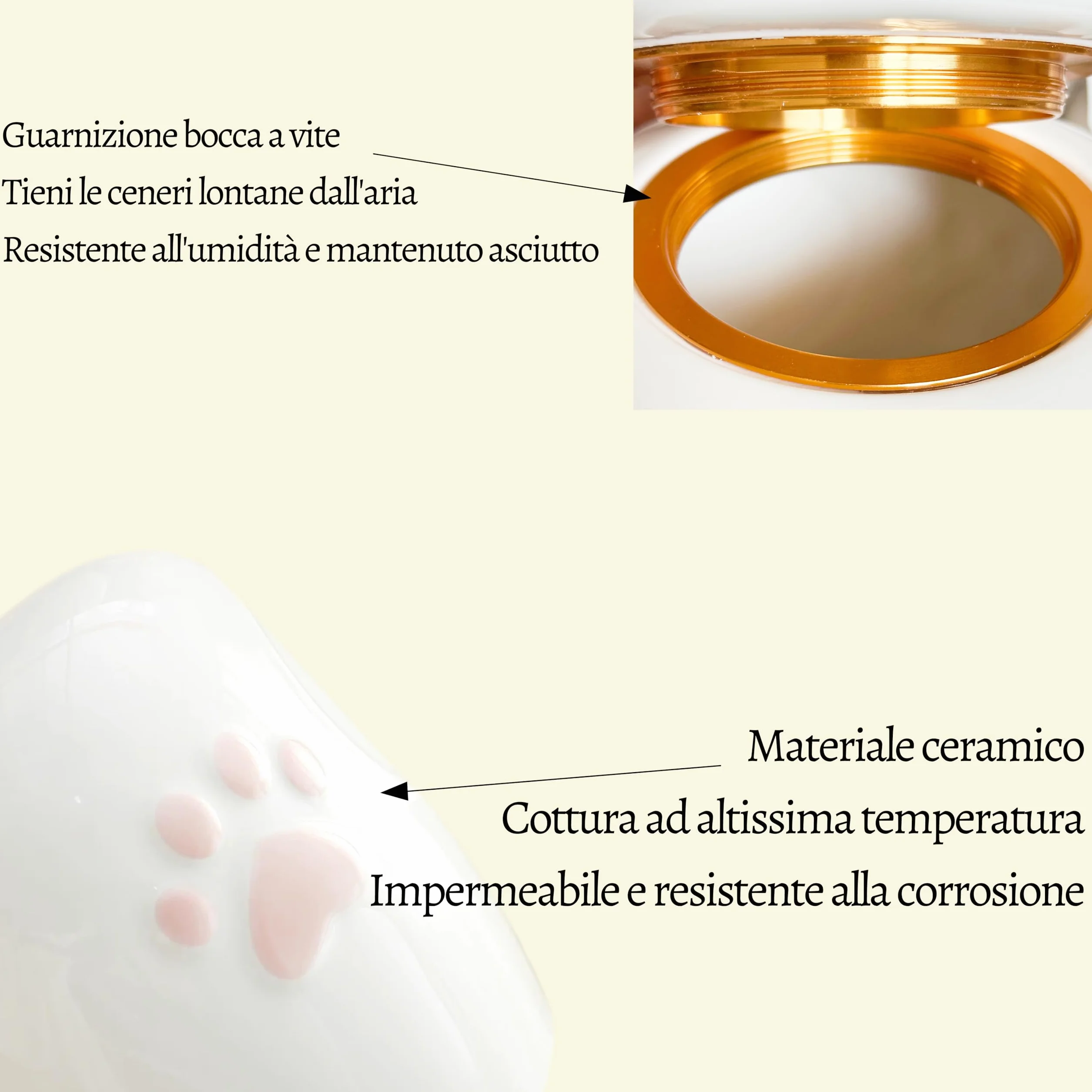 Urna per animali domestici personalizzata in ceramica fatta a mano per gatti e cani ceneri Medio