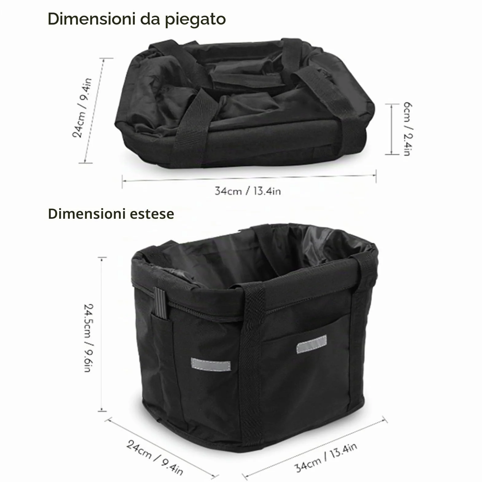 Cestino per Bici, Cestino Anteriore Bici Staccabile con Adattatore Manubrio, Cestino Multiuso da Bicicletta per Cani, Gatto, Ciclismo, Picnic, Shopping (Nero)