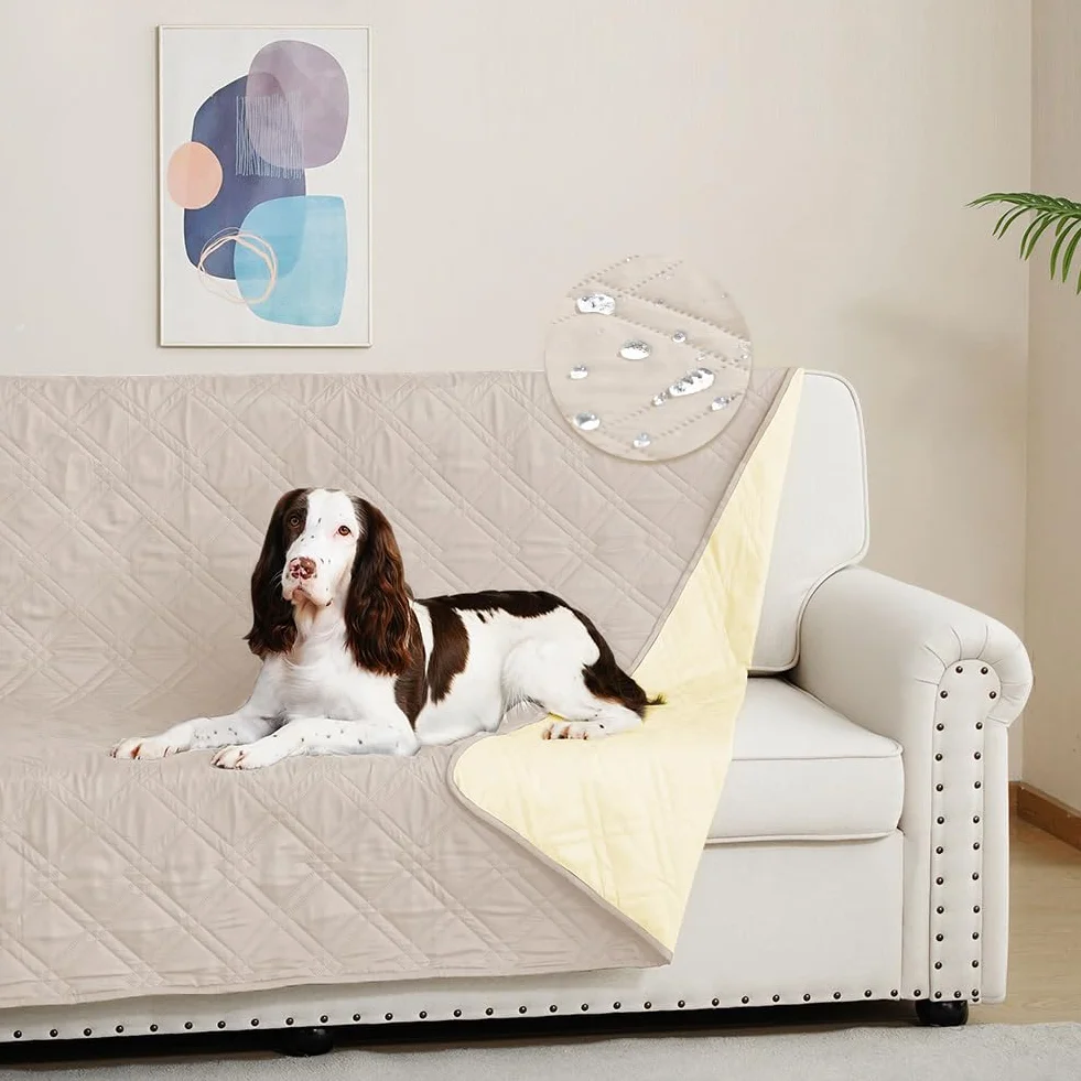 Copridivano Impermeabile per Cani Antiscivolo 3 Posti 132 x 208 cm Crema