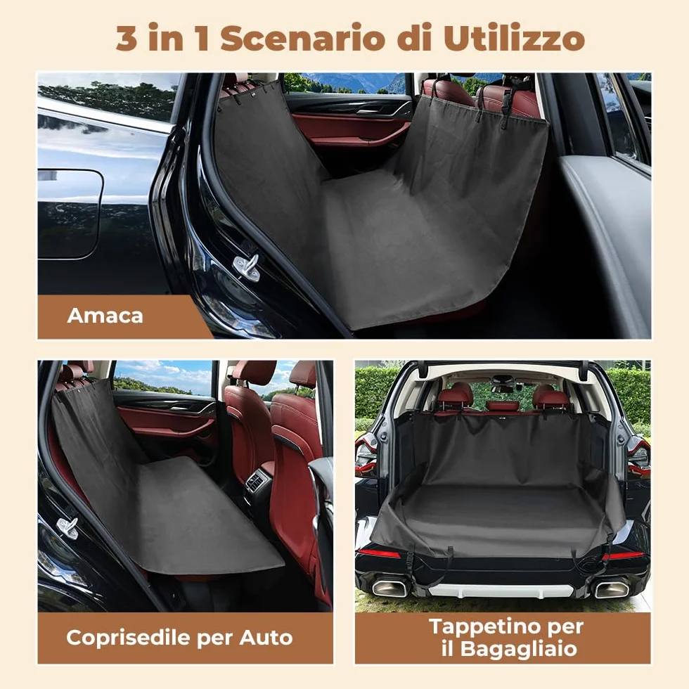 KYG Coprisedile Auto per Cani 600D Oxford Impermeabile Antiscivolo AntiGraffio Posteriore Universale 146x146cm