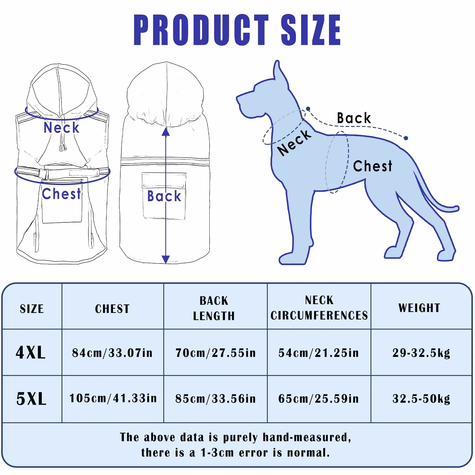 Impermeabile Cani Impermeabile Impermeabile per Cani Impermeabile con Cappuccio Traspirante Impermeabile per Animali Domestici Cuccioli Poncho Antipioggia con Strisce Riflettenti (Blu, 4XL)
