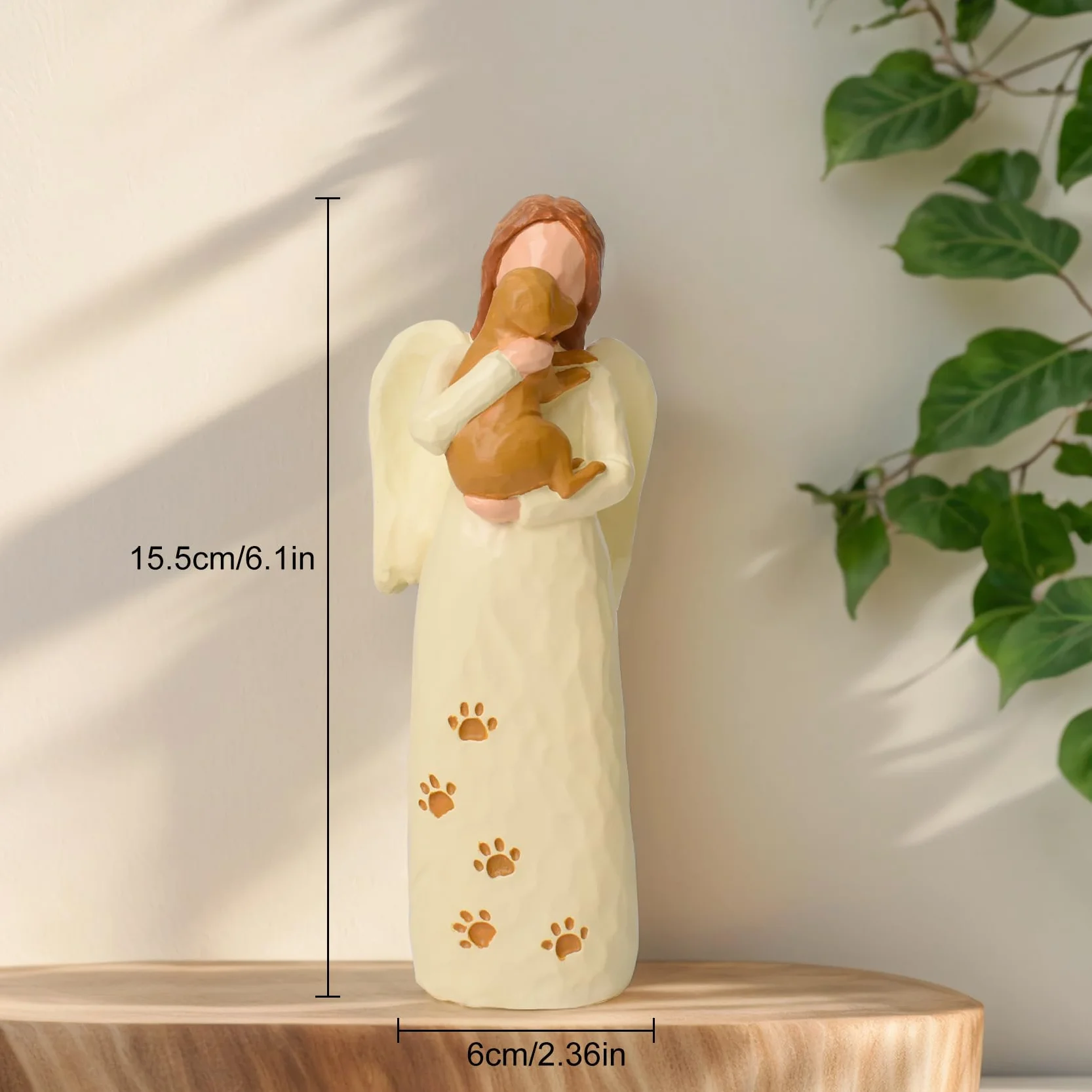 Cuayaes Statua di Angelo Custode del Cane, Regali Commemorativi per Cani, Regali di Condoglianze per la Perdita di Cane, Sculture di Collezione di Resina Disegnate a Mano, Decorazioni di Angeli