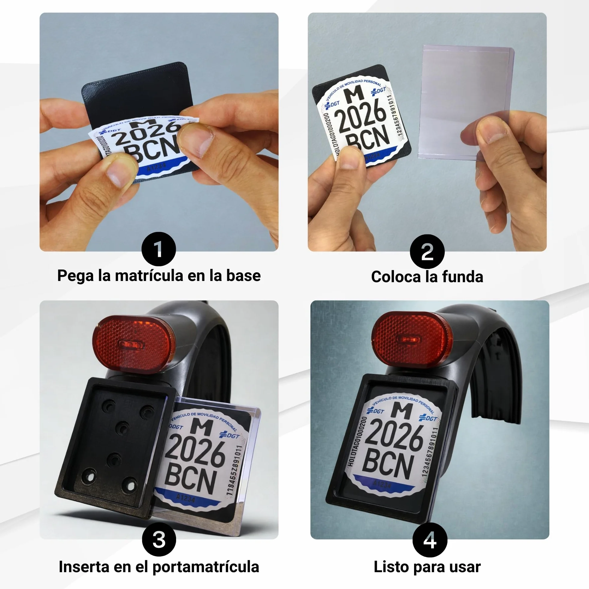 Portatarga per Monopattino Elettrico VMP, Supporto Parafango con Fissaggio a Vite, Protezione Trasparente Rimovibile
