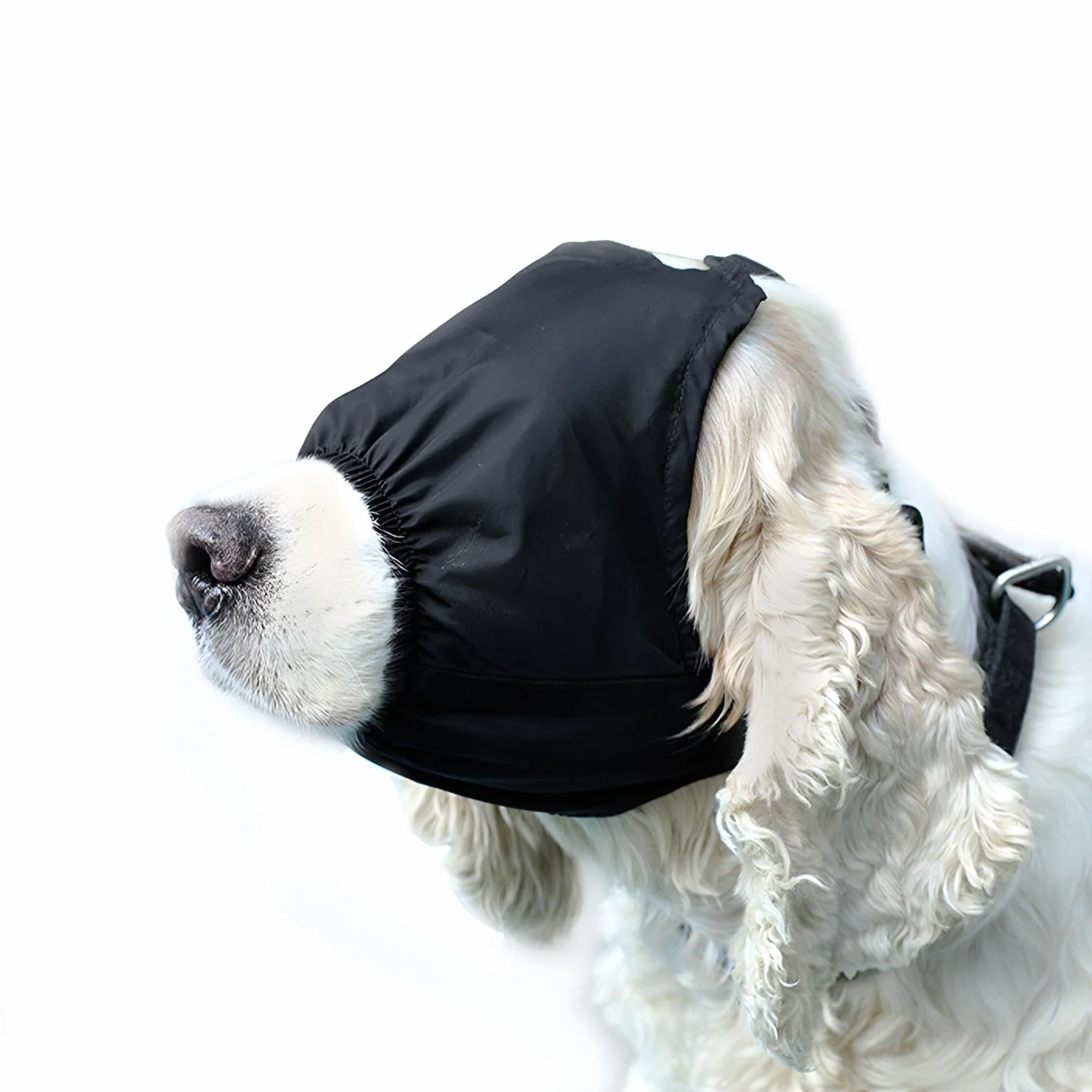NACOCO Maschera calmante per cani in nylon ombreggiante per animali domestici, maschera per l'ansia per la toelettatura, anti mal d'auto (nero, M)