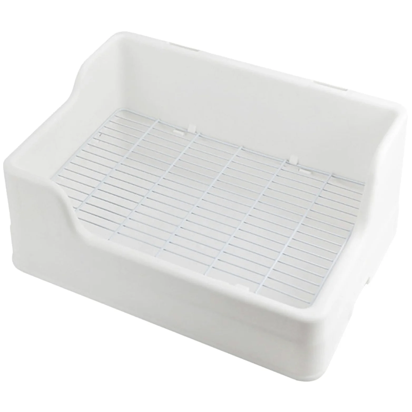 VILLCASE Lettiera per Coniglio Bianco Design Separato a Parti in Plastico Facile da Pulire Ingresso Basso per Animali Domestici Piccoli Come Criceti e Conigli