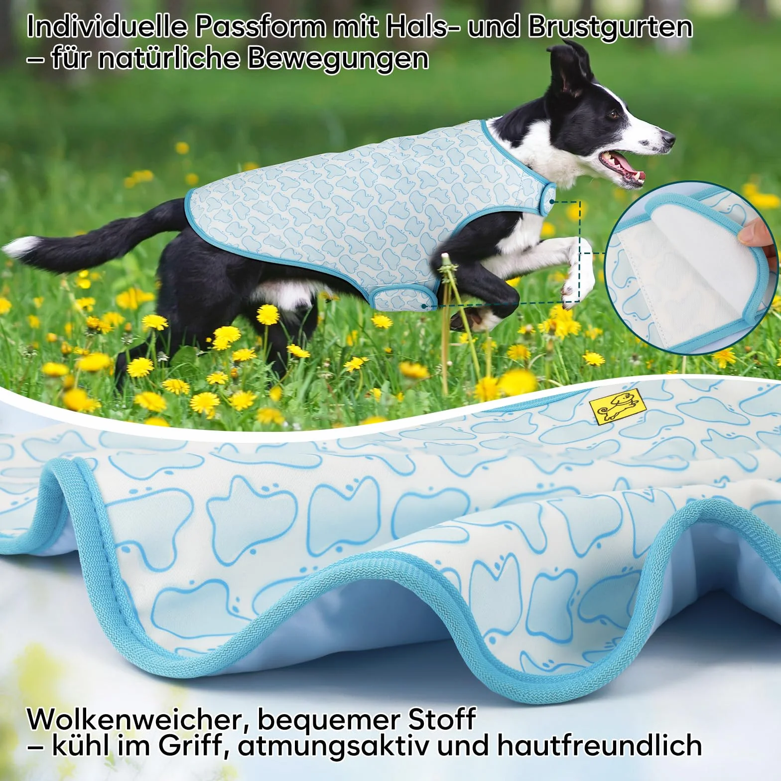 Gilet rinfrescante per cani – Protezione UV, regolabile, reversibile, raffreddamento evaporativo