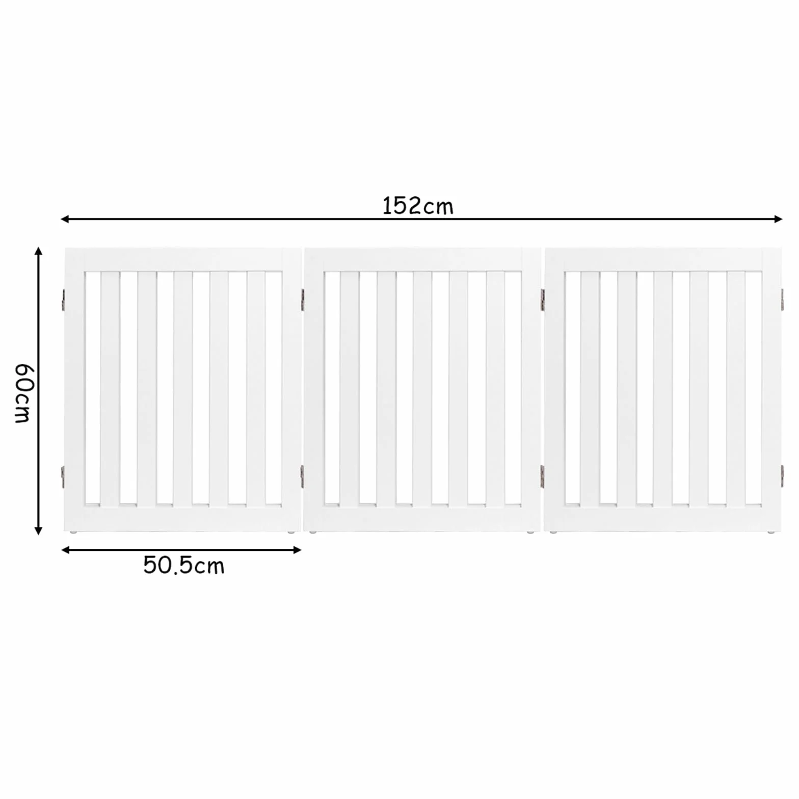 COSTWAY Cancelletto per Cani Pieghevole in Legno 3 Ante 152 x 60 cm Bianco