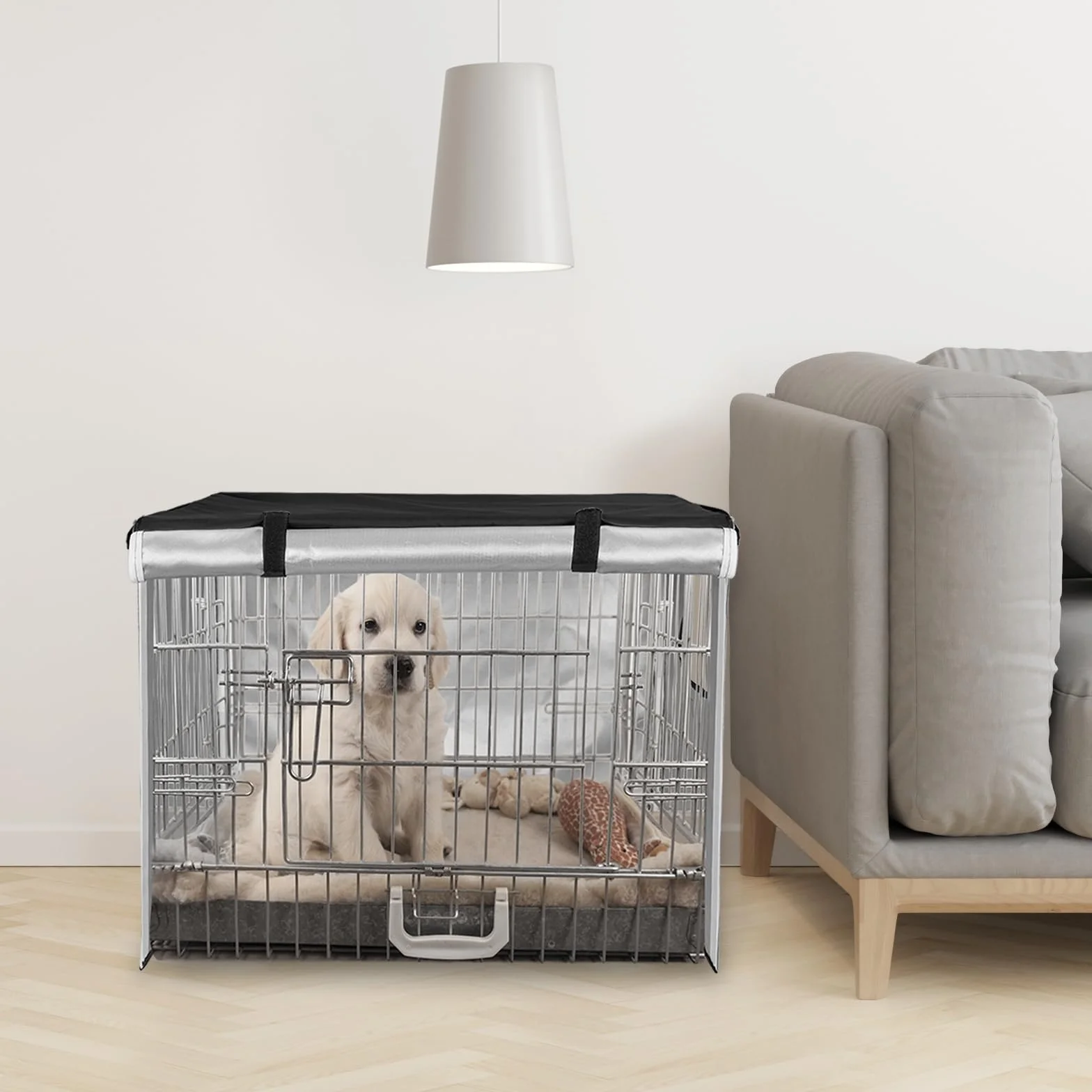 OUUTMEE Copertura per box per cani in poliestere 210D impermeabile 125x79x84 cm nero