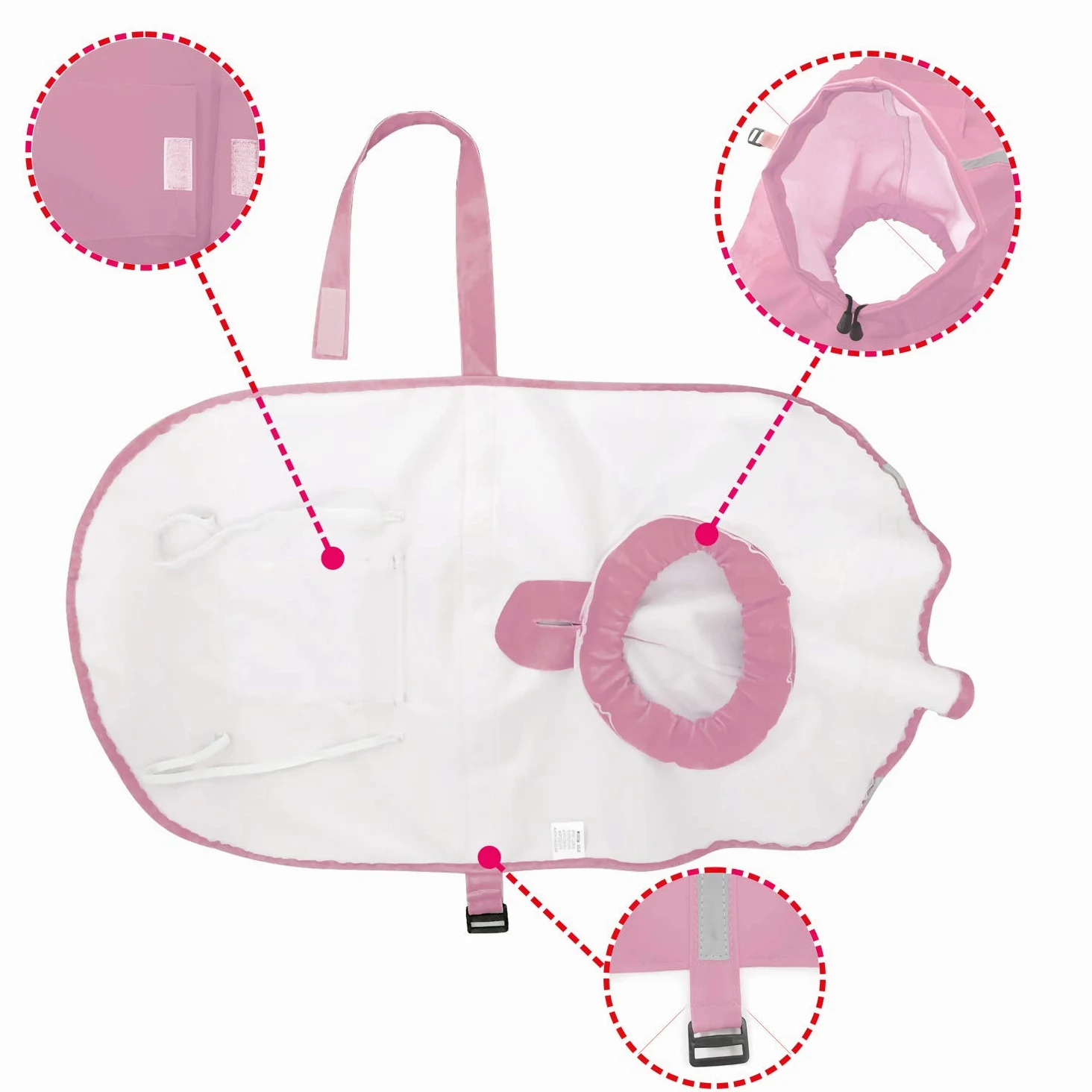 Mikayoo Impermeabile per cani di grandi dimensioni, regolabile per animali domestici, impermeabile, giacca leggera con cappuccio con striscia riflettente (rosa, L)