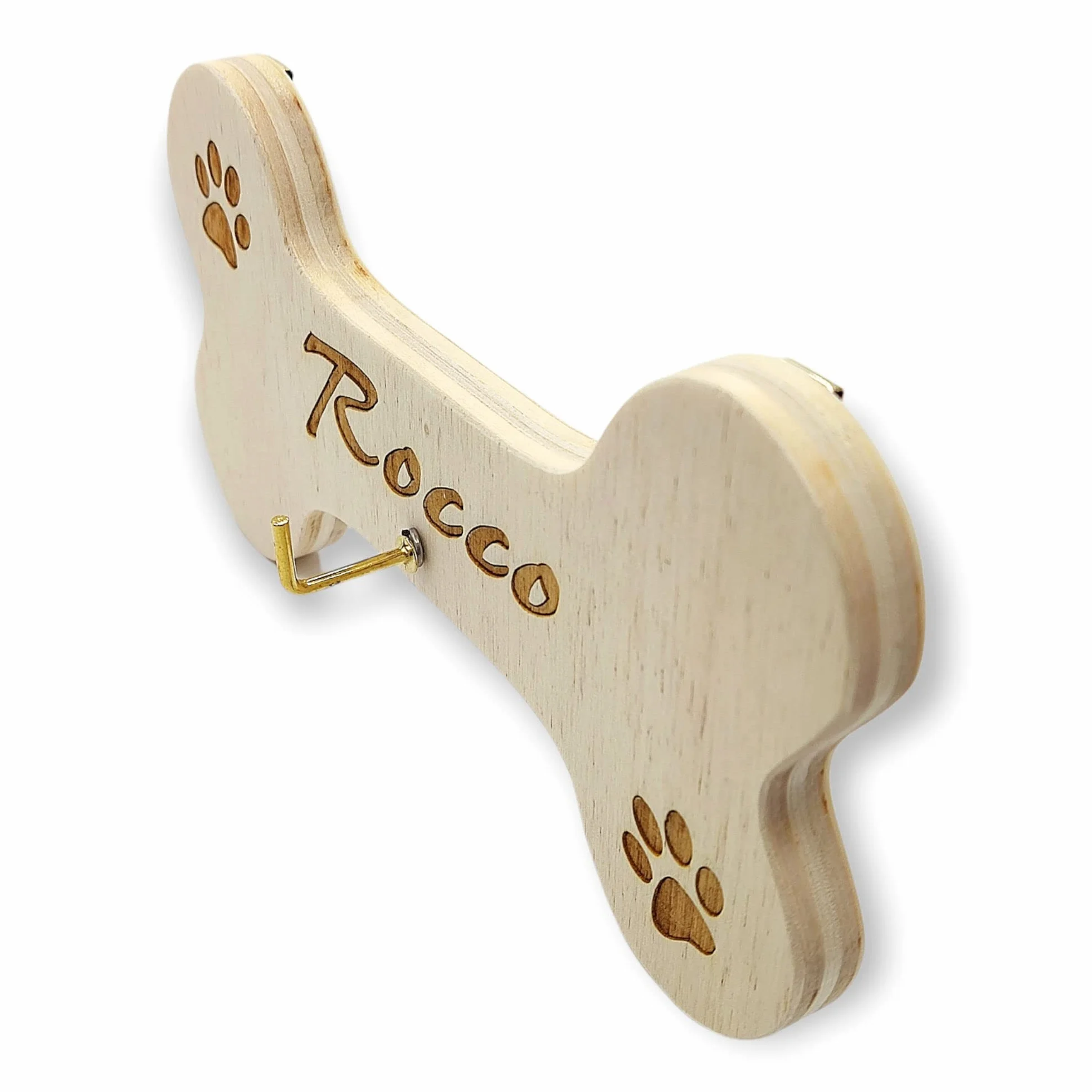 Porta guinzaglio per cane in legno personalizzato da parete con incisione laser