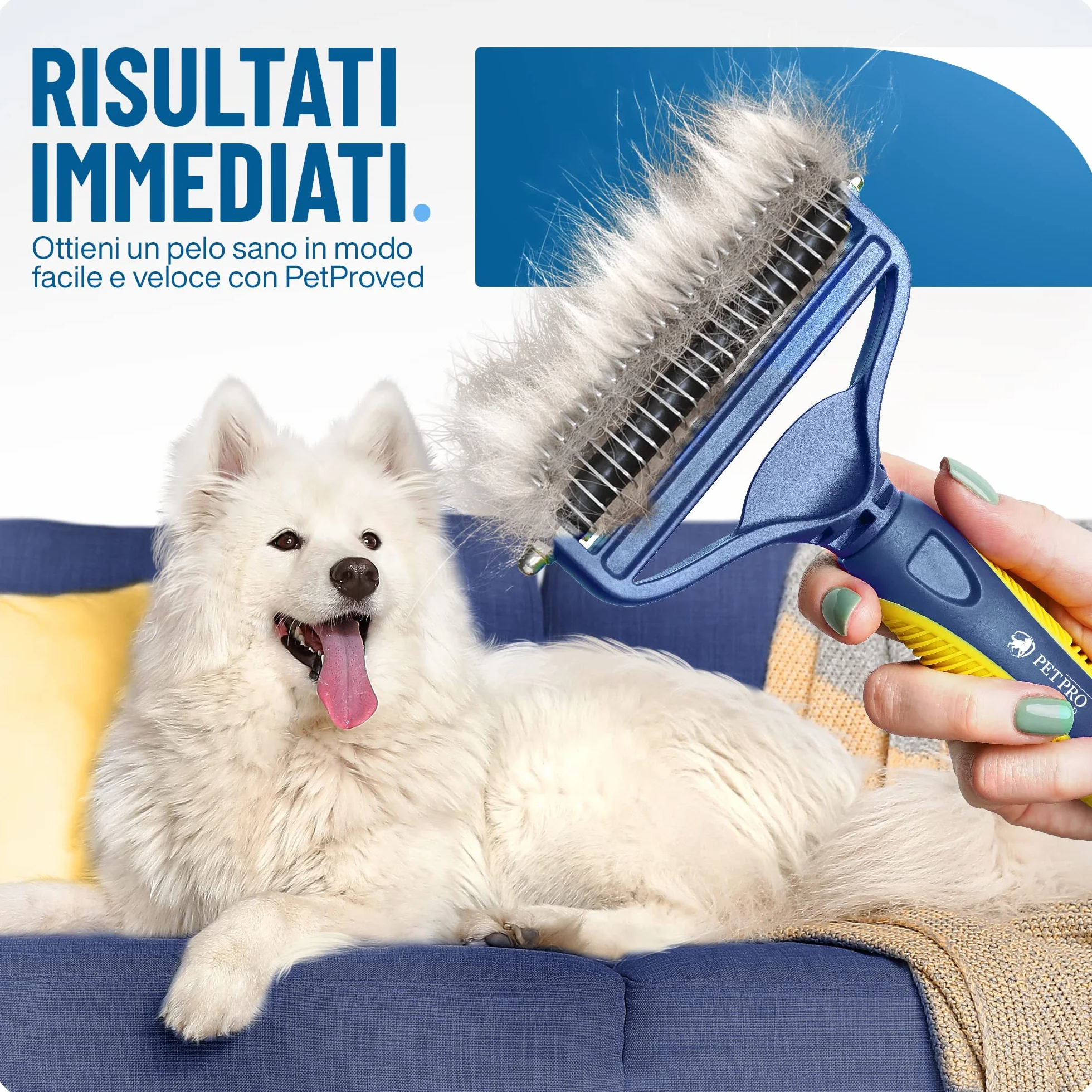 PETPROVED Spazzola per Cani Pelo Lungo Medio 2in1 Sottopelo Doppia Faccia Spazzole per Gatti