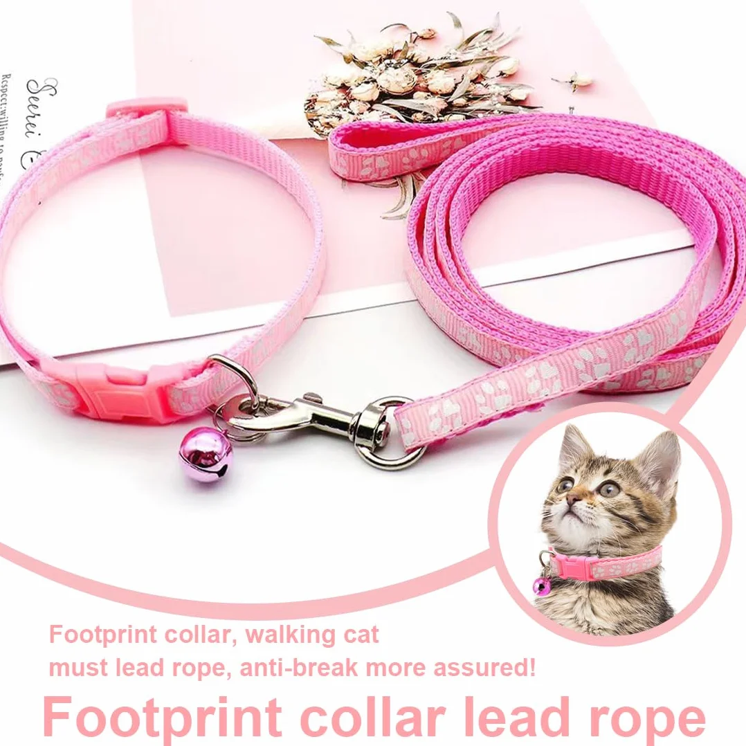 Collare Cane,collari e guinzaglio,Guinzaglio per Cani, regolabile per cani e gatti, con guinzaglio a sgancio rapido con fibbia per cani di piccola taglia e gatti cuccioli (rosa)