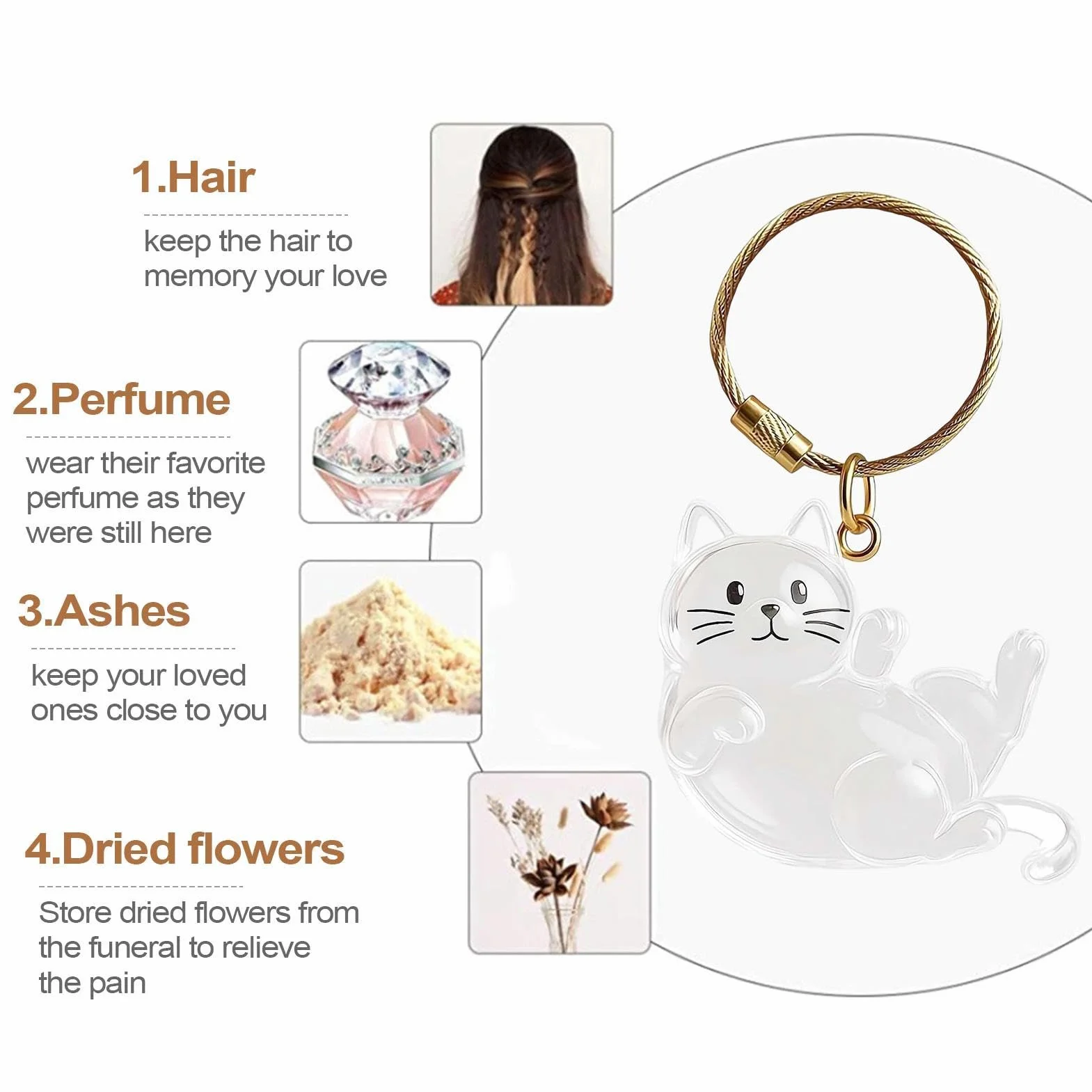 Portachiavi Commemorativo Gatto Ciondolo Bottiglia Trasparente Porta Ricordi Cane Donna Borsetta Vacanza Zaino Scuola