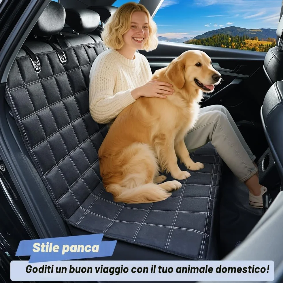 KYG Copertura per cani per sedile posteriore dell'auto 4 in 1, sedile posteriore con protezione laterale, 100% impermeabile, antigraffio e antiscivolo, per auto, camion e SUV, 135 x 147 cm, nero