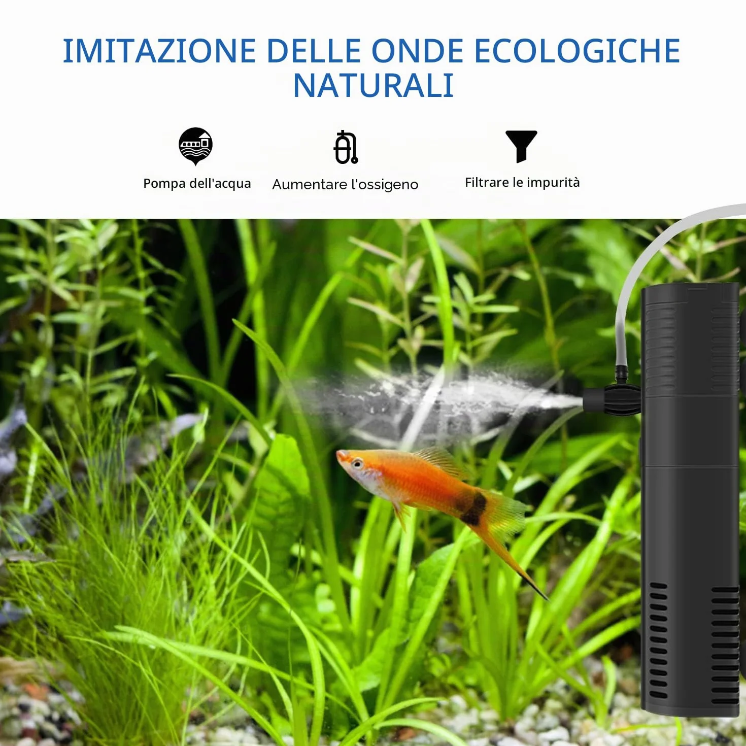 Filtro Interno Acquario all'Interno Pompa Filtro con Barra dello Spruzzo per Pesce Serbatoio 300L/450L/H 2/6W (300L)
