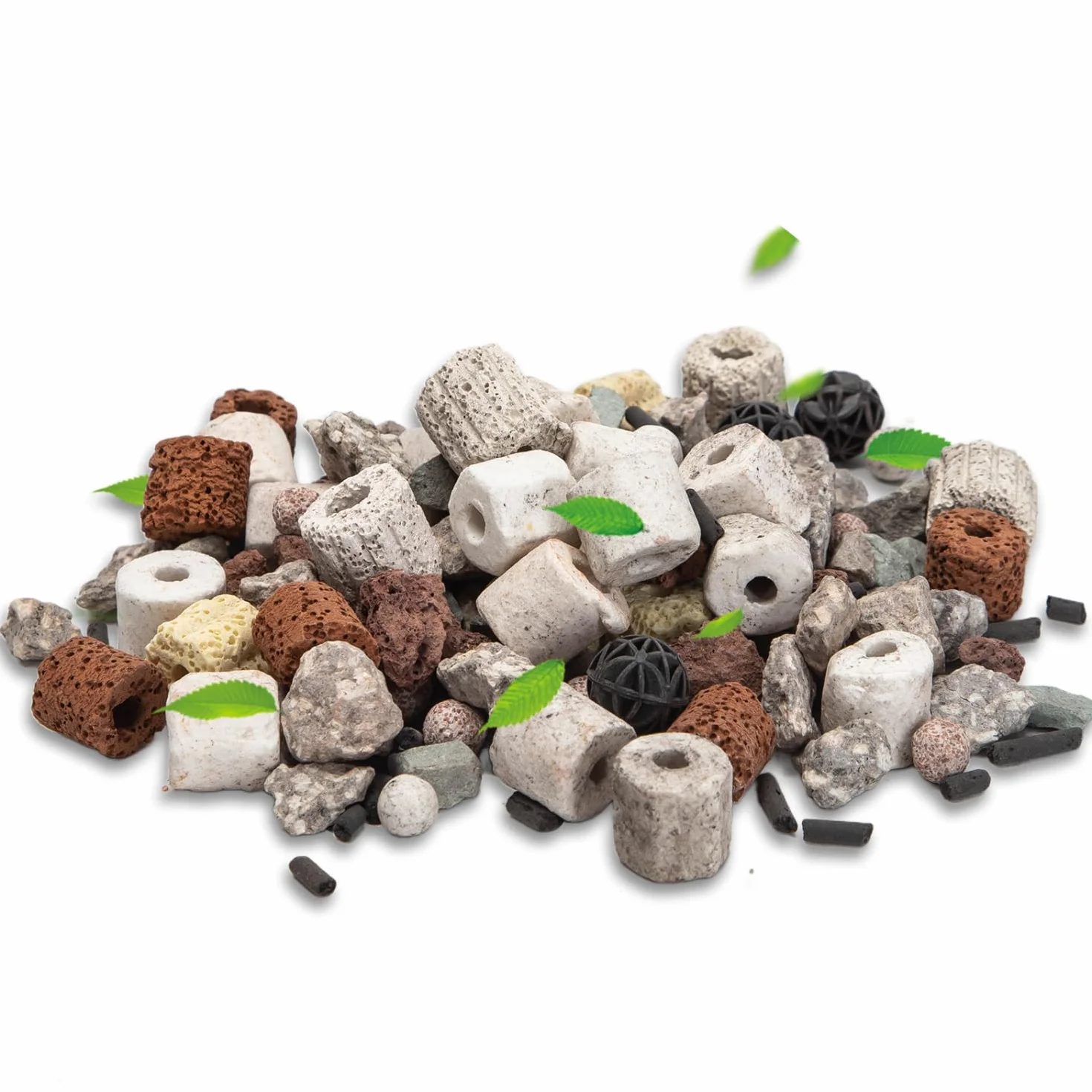 Nobleza - 12 in 1 Materiale Filtrante Acquario, Anelli in Ceramica, Filtro Poroso, Filtro Biologico per Acquari e Vasche per Pesci (500g)
