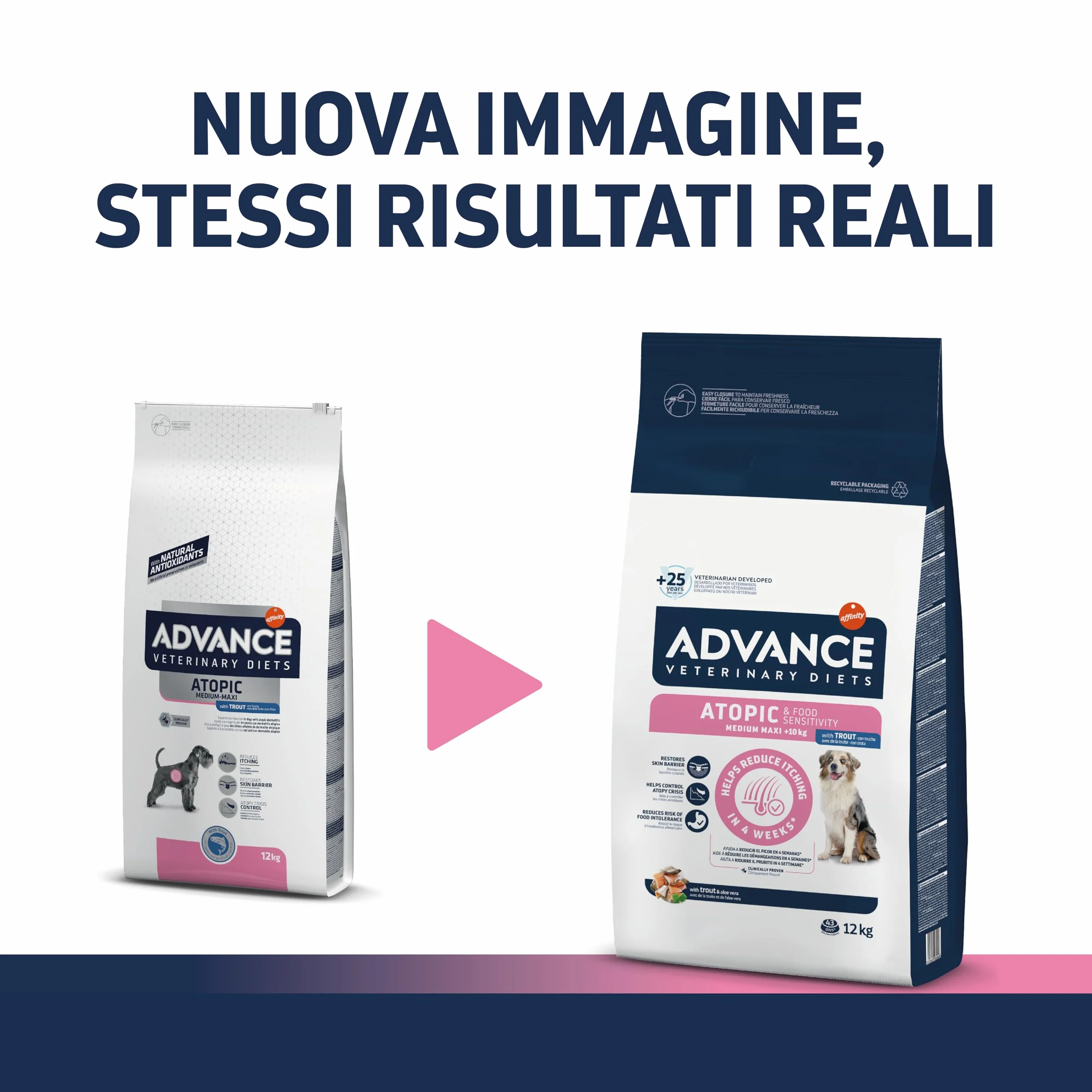 Advance Veterinary Diets - Atopic Medium-Maxi - Cibo per Cani con Problemi di Dermatite Atopica con Trota - 12kg