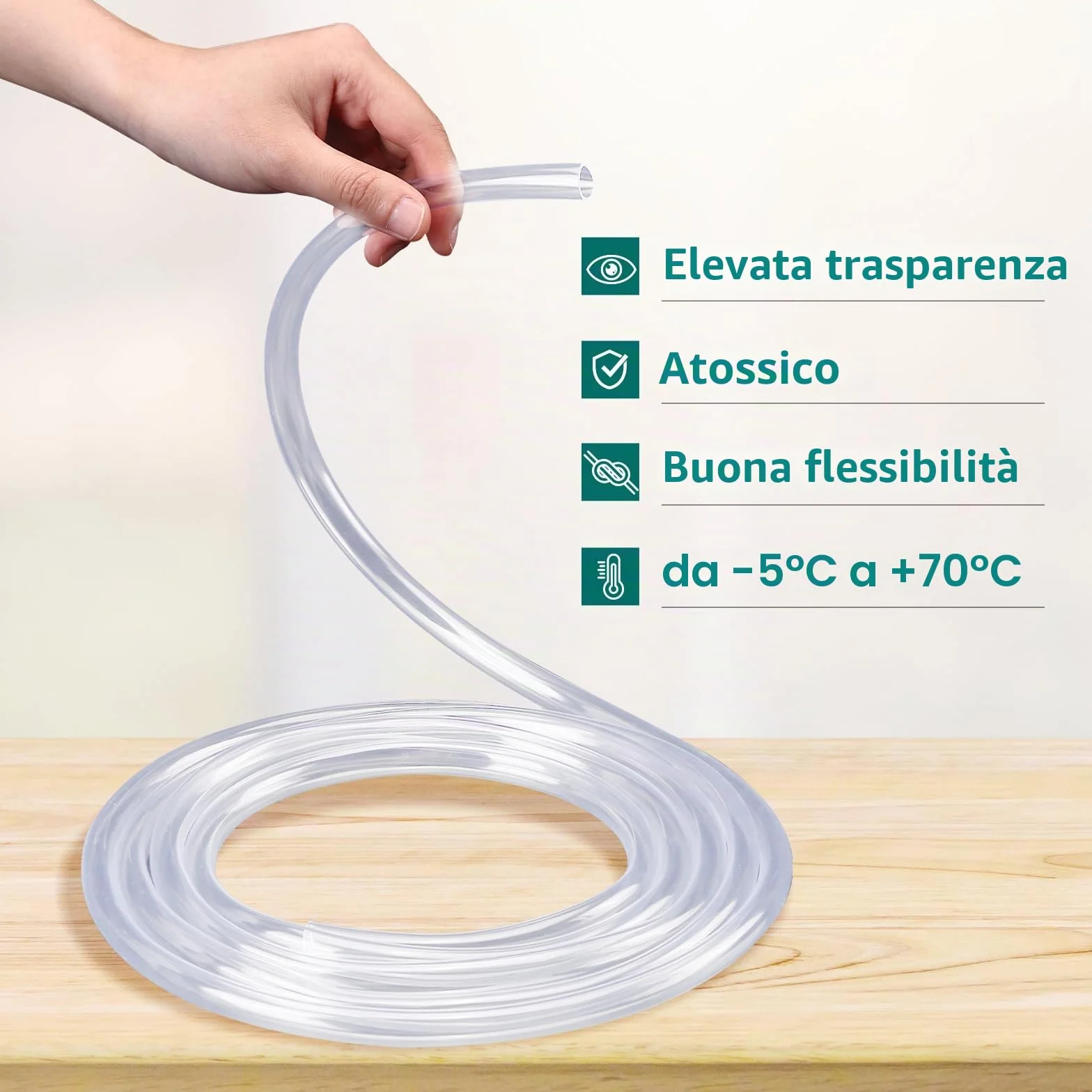 Kesote 10mm(diametro interno) x 12mm(diametro esterno) Tubo Flessibile in PVC, Tubo Trasparente di 3 Metri Ideale per Serbatoio e Acquario