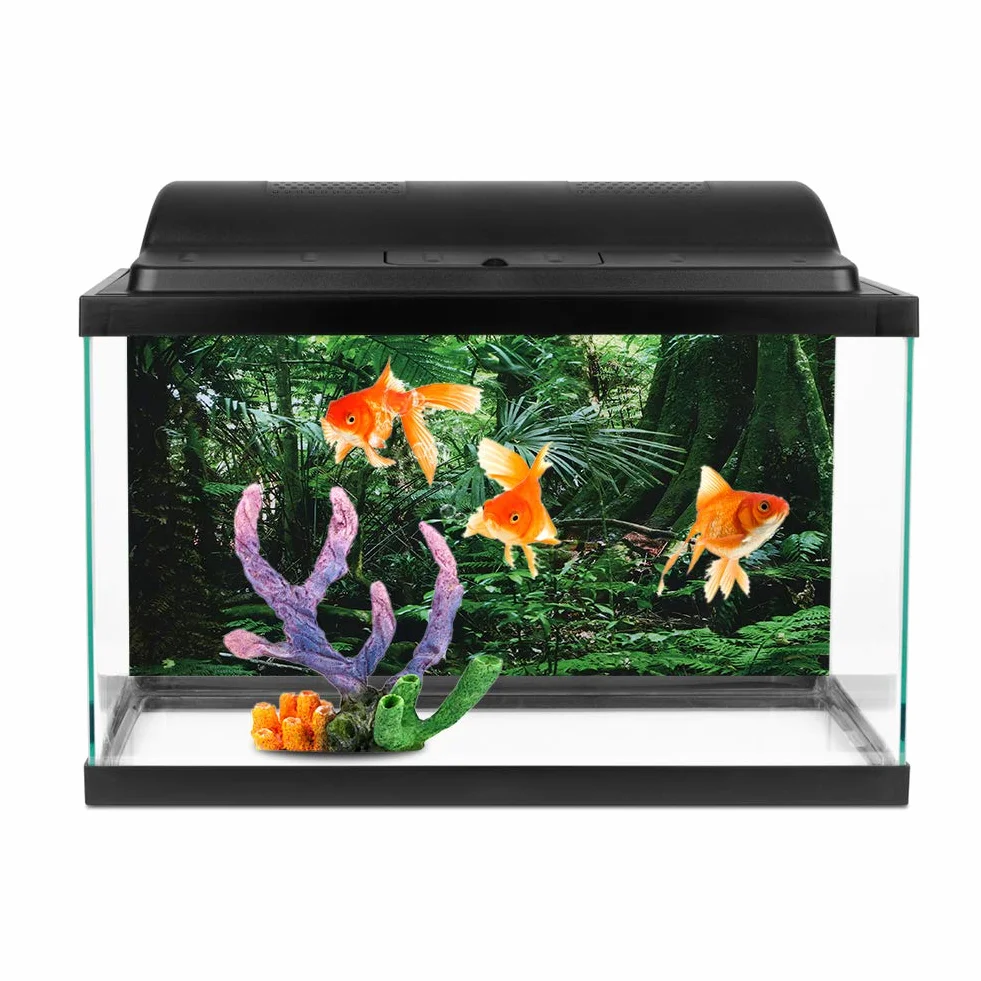 Effetto Foresta pluviale 3D Poster Rettile Autoadesivo Terrario Acquario Sfondo Acquario Adesivo murale Acquario Sfondo Poster subacqueo PVC Decor Wall Paper (61 × 41cm)