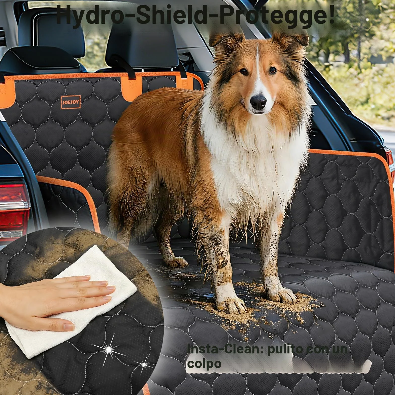 JOEJOY Telo Auto per Cani con Protezione Laterale e Paraurti, Universale Telo Cane Auto, Antiscivolo Impermeabile Resistente ai Graffi, per Telo Cane Auto per Station Wagon, Furgoni e SUV
