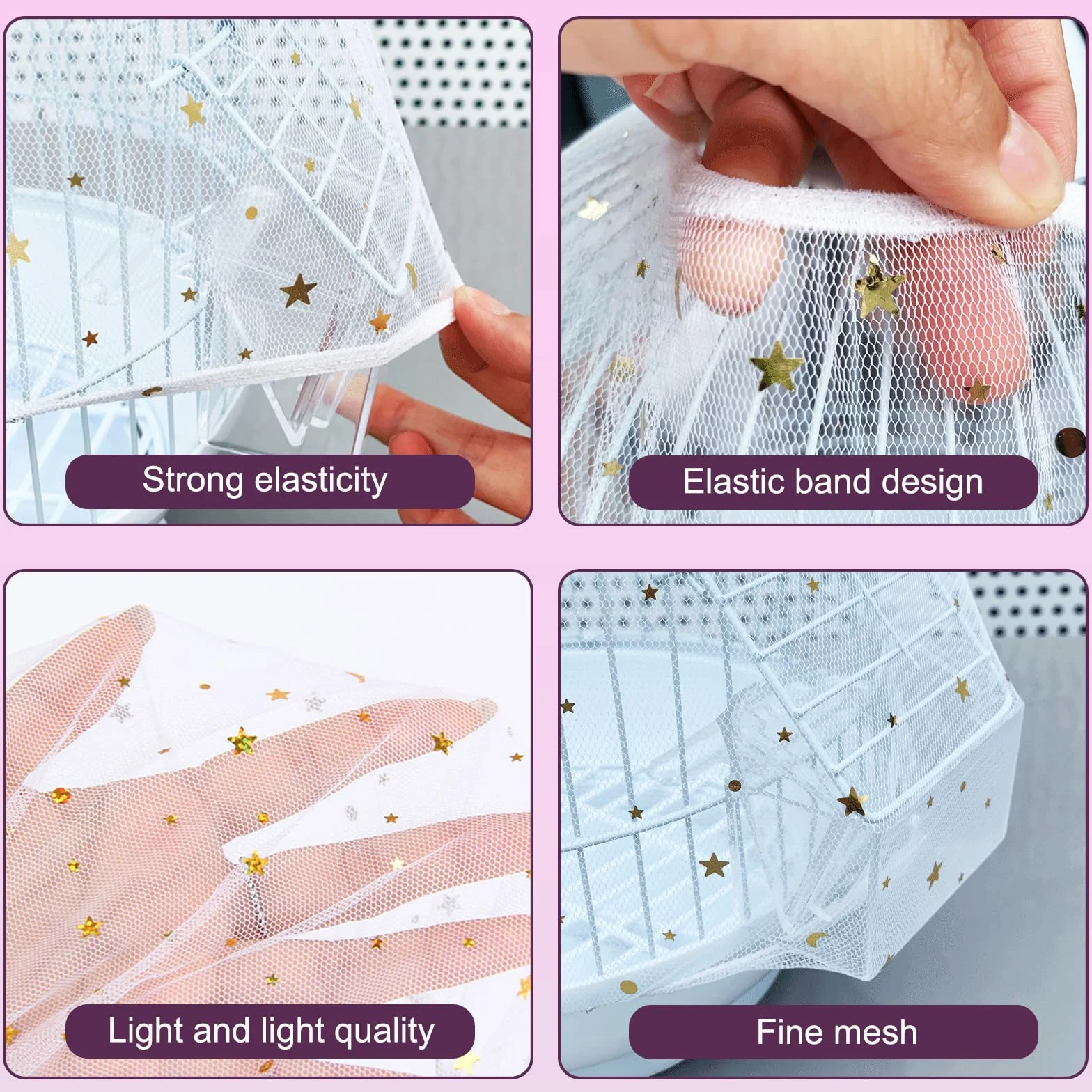 Copertura per Gabbia Uccelli Extra Large Copertura in Rete per Gabbia Uccelli di Nylon con Cattura di Piume Semi Protezione Gonna Morbida e Ariosa per Pappagallo Parrocchetto Ara