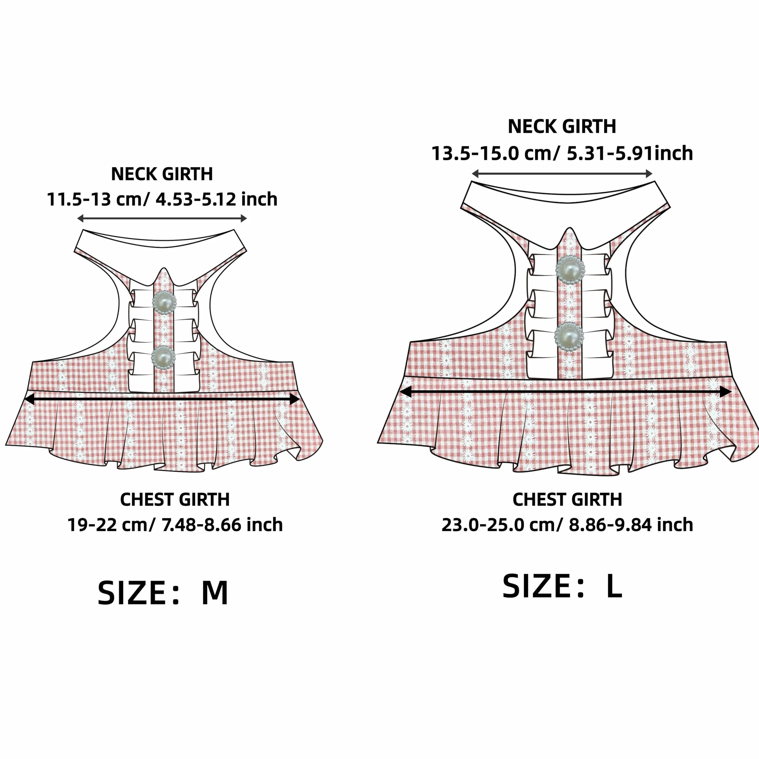 SMOLKITH Abbigliamento per Ratti Domestici, Vestito Rosa a Quadri Taglia L Regolabile con Guinzaglio