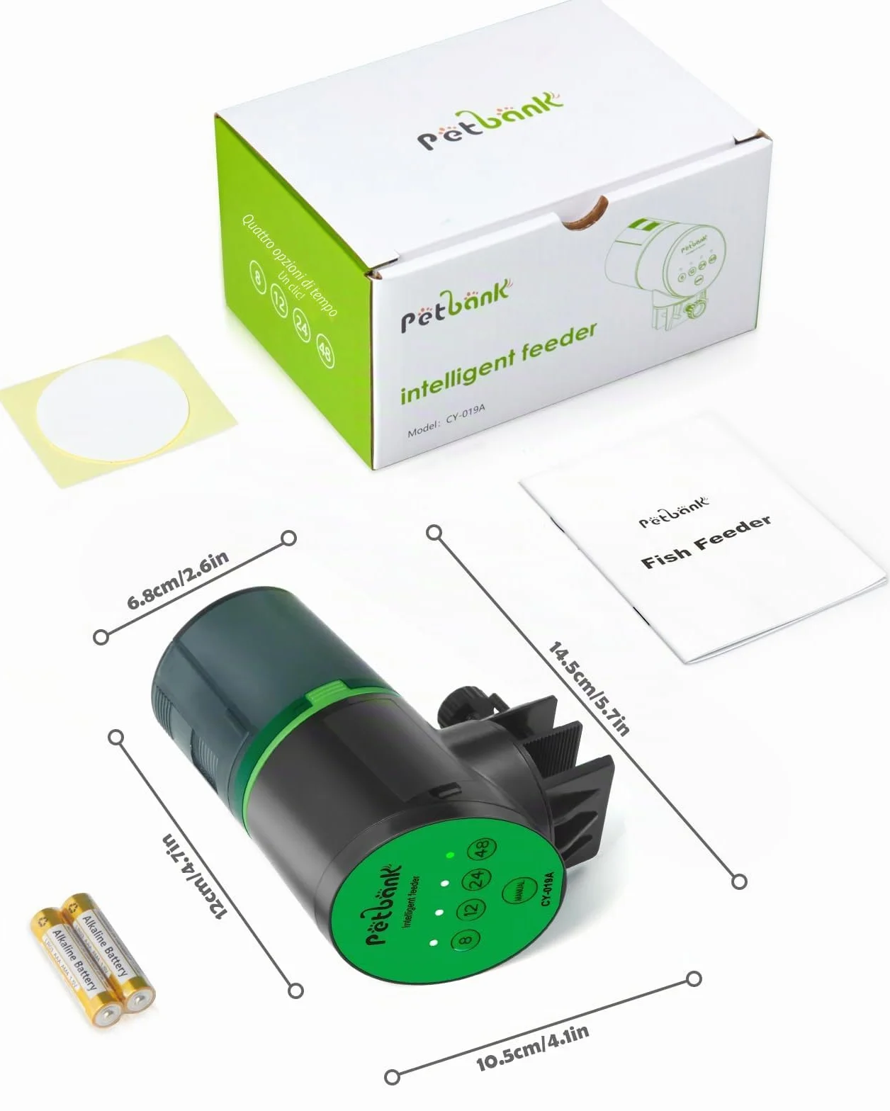 Mangiatoia automatica per acquario, distributore automatico di cibo per pesci, timer vacanze alimentato a batteria, alimentatore automatico per pesci, distributore automatico con 2 batterie