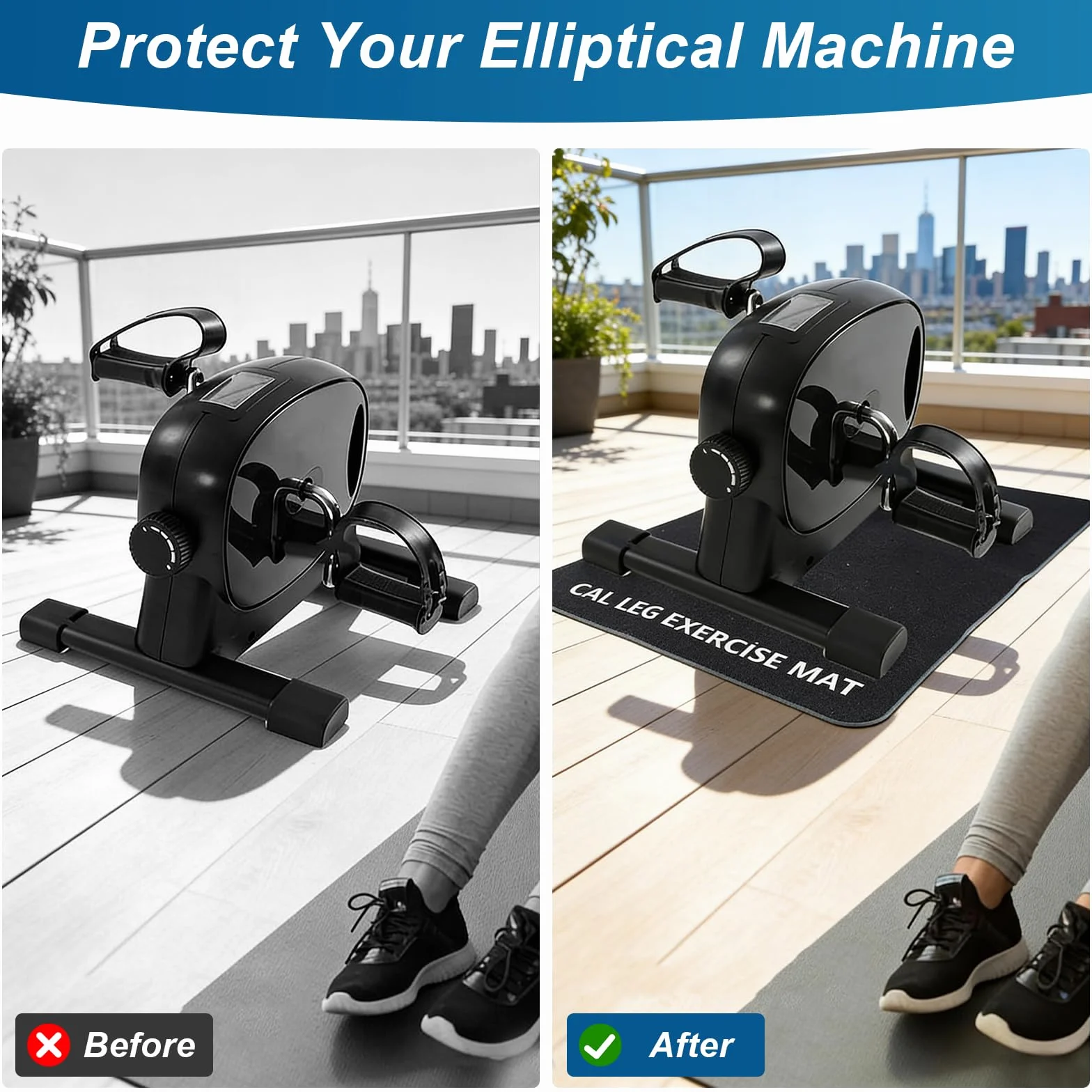 60 x 40cm Upgraded Tappetino Fitness, Tappetino per Palestra Anti-Rumore e Anti-Scivolo con Protezione Pavimento per Home Trainer, Ellittica, Pedaltrainer e Attrezzatura Gym