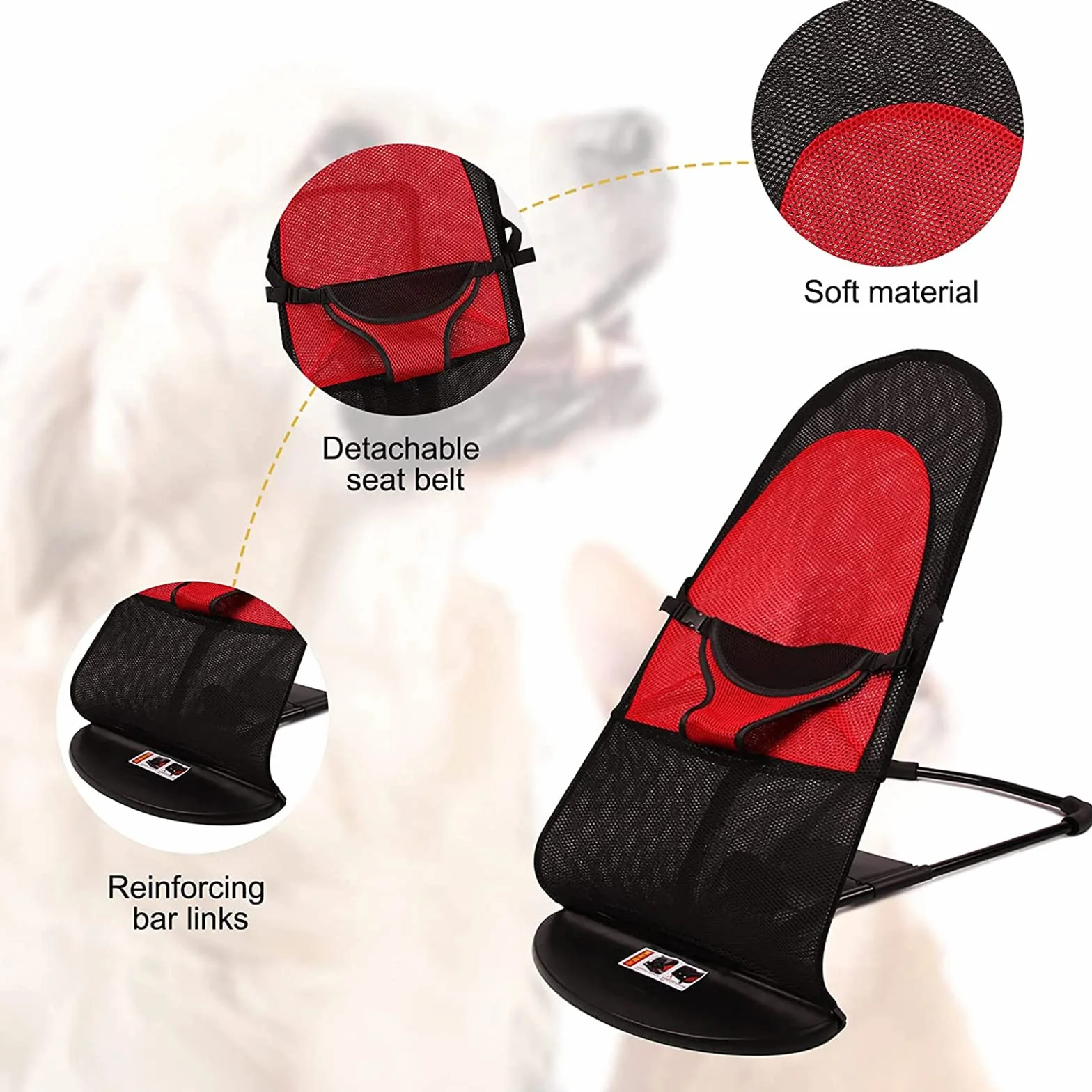 Sedia a Dondolo per Cani, Portatile, Pet Dog Cat Bed, Letto Pieghevole Adatto per Animali Domestici sotto 33 libbre / 15 kg, Nero