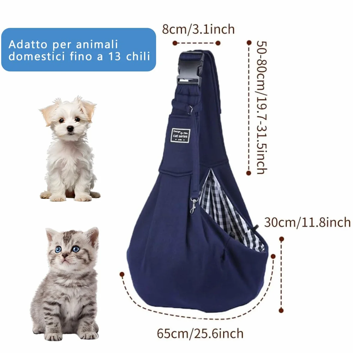 Borsa da Viaggio per Cani Trasportino Fino a 7.5 KG Blu scuro