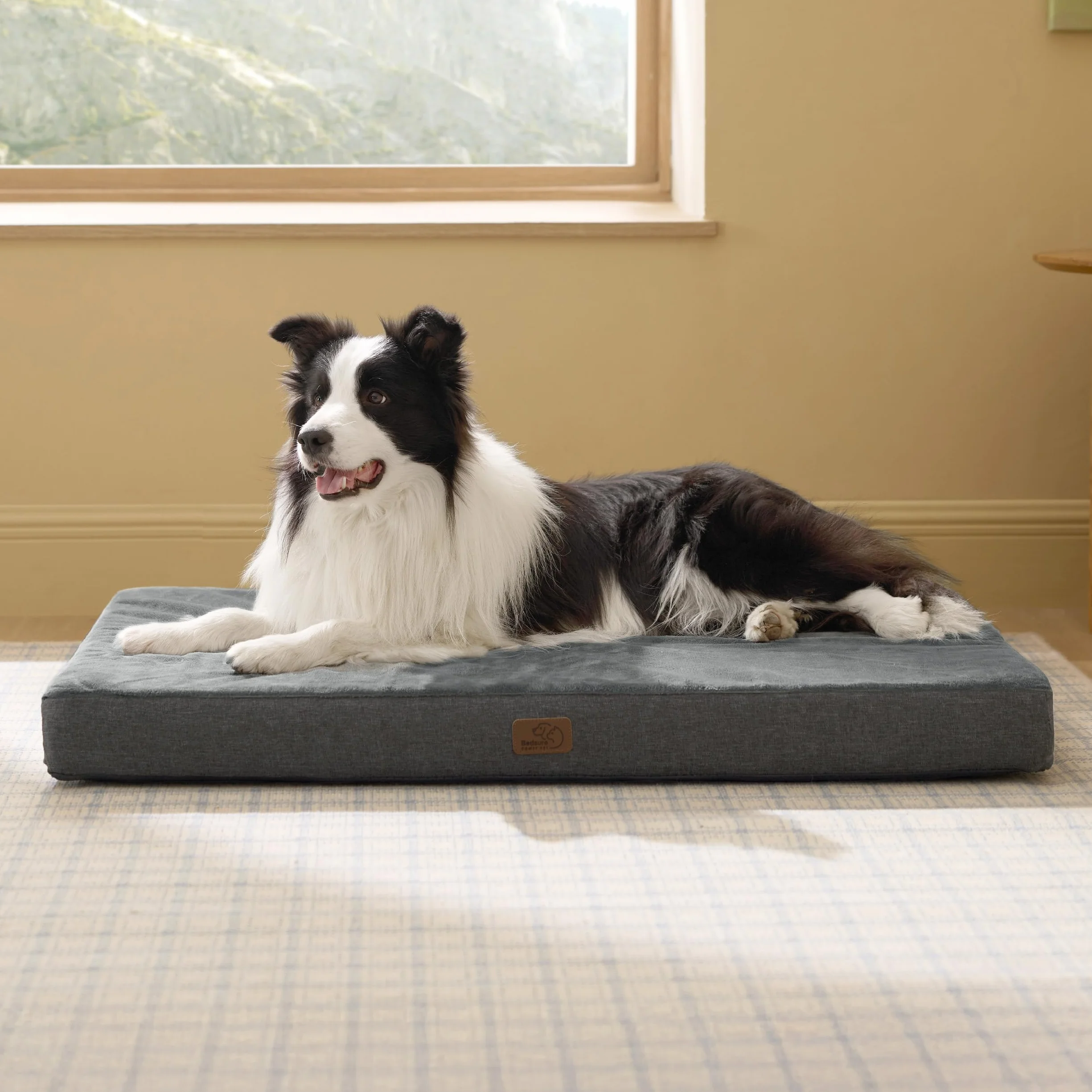 Bedsure Cuscino per cani in memory foam ortopedico, letto per cani interno lavabile antiscivolo, grigio 89x56x8 cm