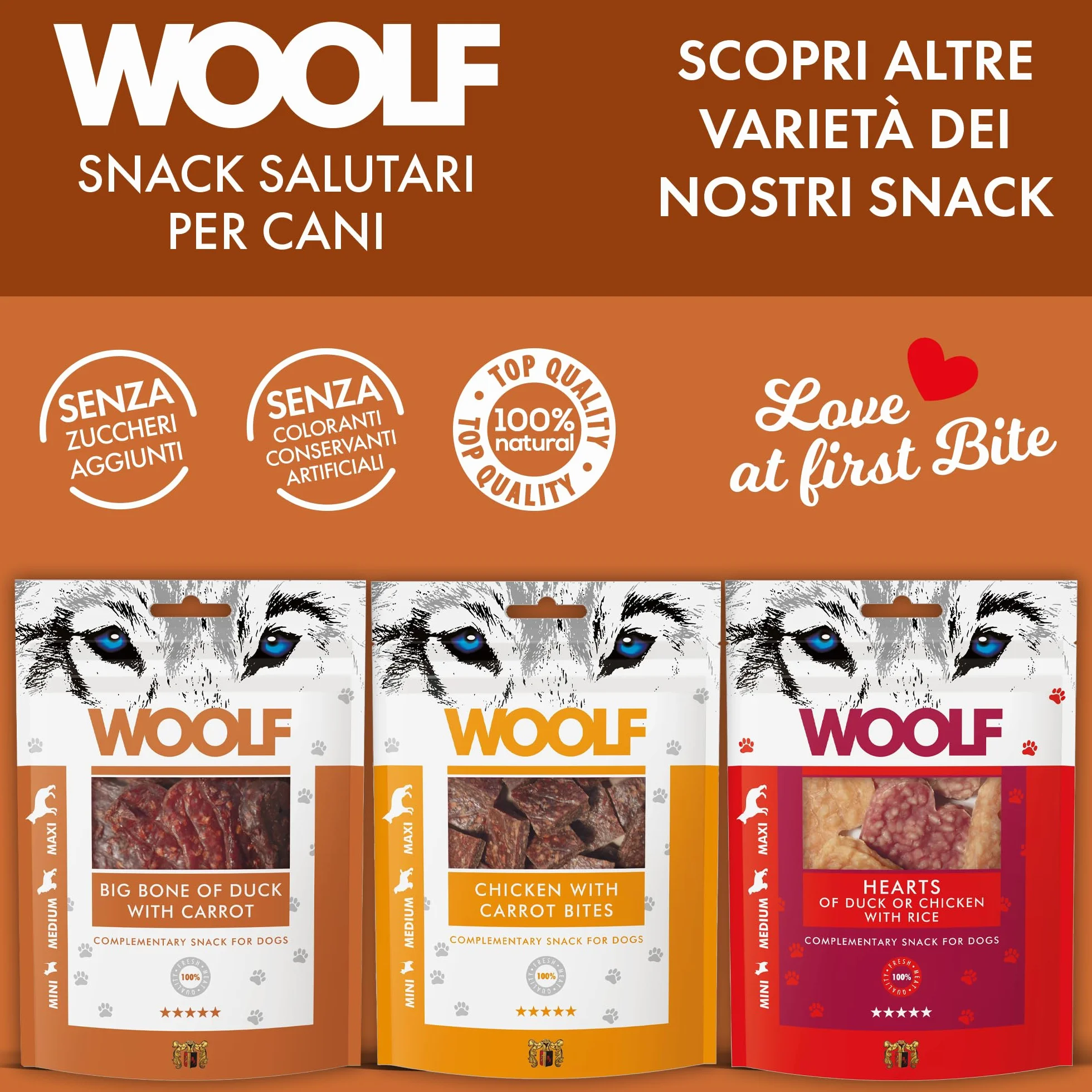 Snack per cani dental stick per cani premietti addestramento masticativi lunga durata osso pulizia denti cane al gusto anatra e carota 100 g | WOOLF