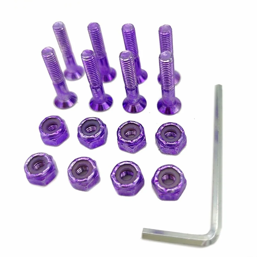 Skateboard Hardware Set 8pcs Carbon Steel Viti Dadi Chiave Viola
