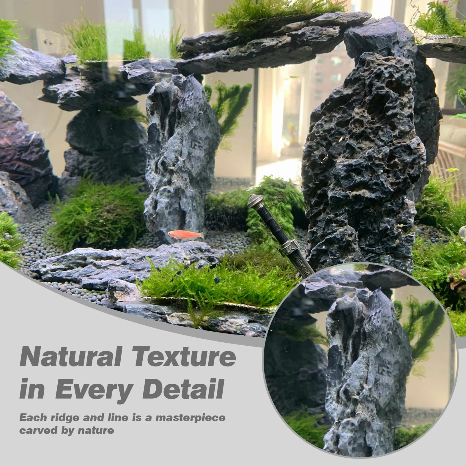 Unocho Rocce Seiryu 5kg Pietre Naturali Dragon Stone per Acquari Aquascaping Decorazione Acquario Paesaggio Modello Giardino in Miniatura(7,5-20 cm)
