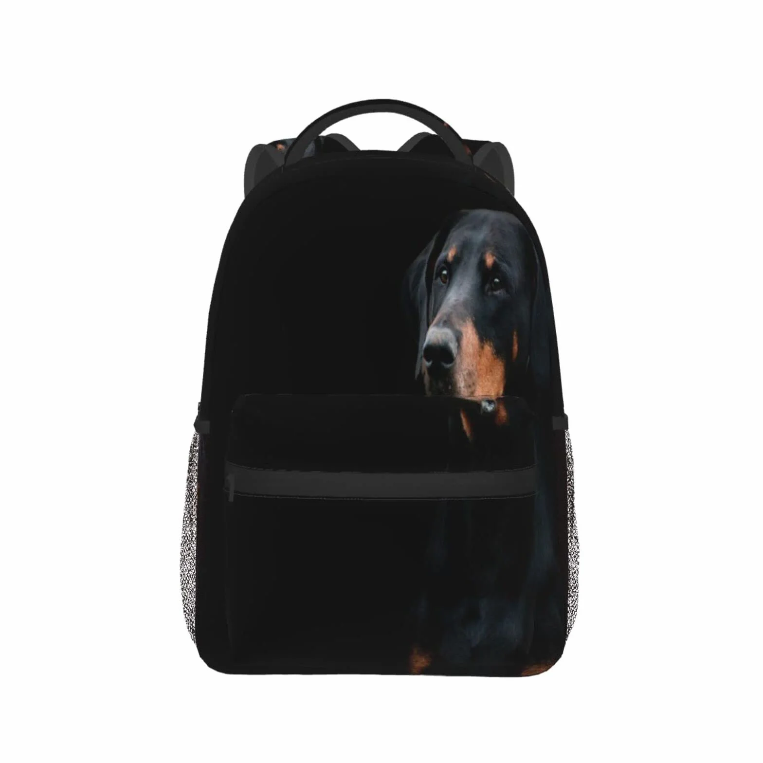 Zaino casual Doberman Pinscher Animali domestici Cani Cani neri Doberman Classic Bookbag Borsa da scuola resistente all'acqua Zaino casual con tasche laterali