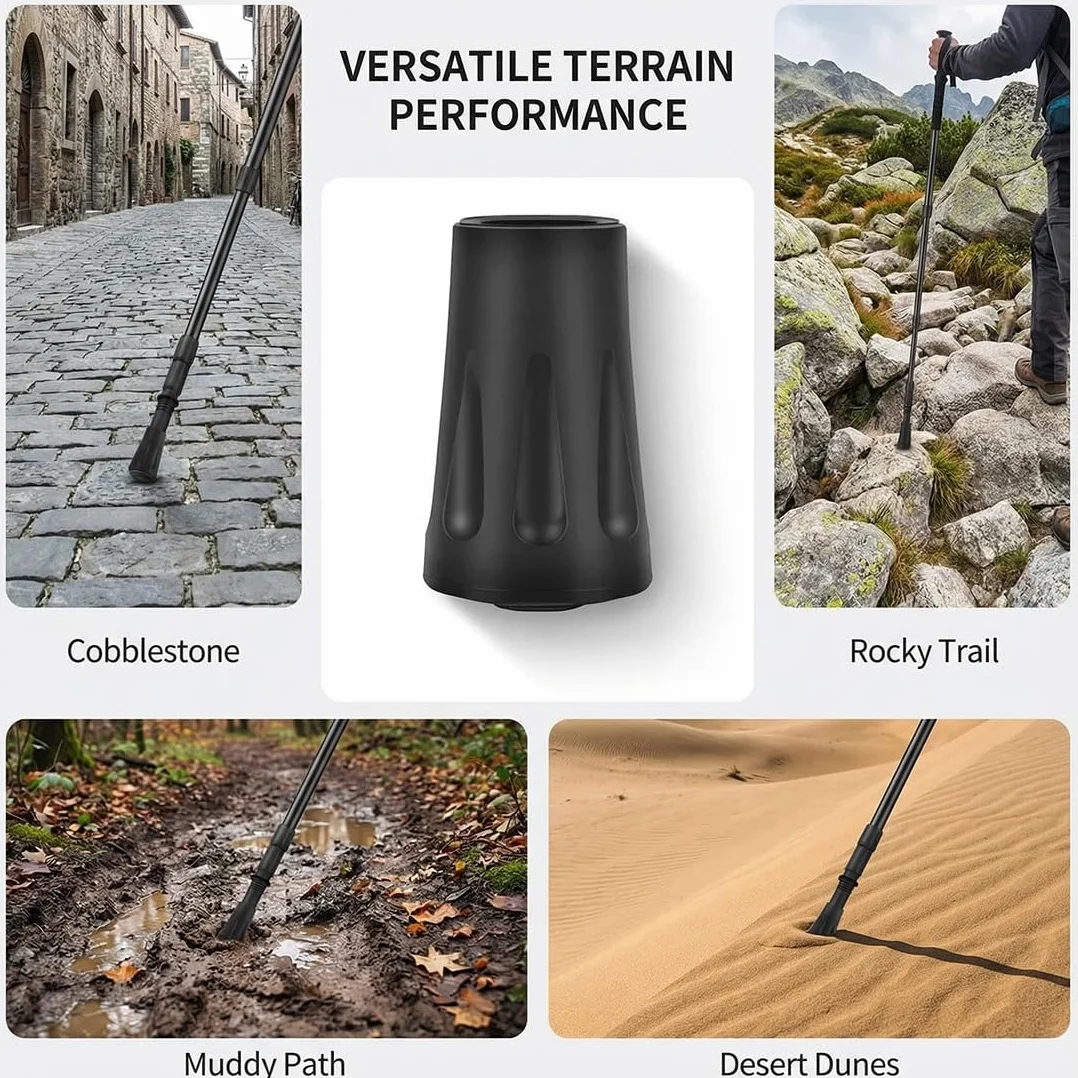 Gommini di Ricambio per Bastoni da Trekking 10-12 mm, Punte in Gomma Nordic Walking - Accessori Bastoni da Passeggio