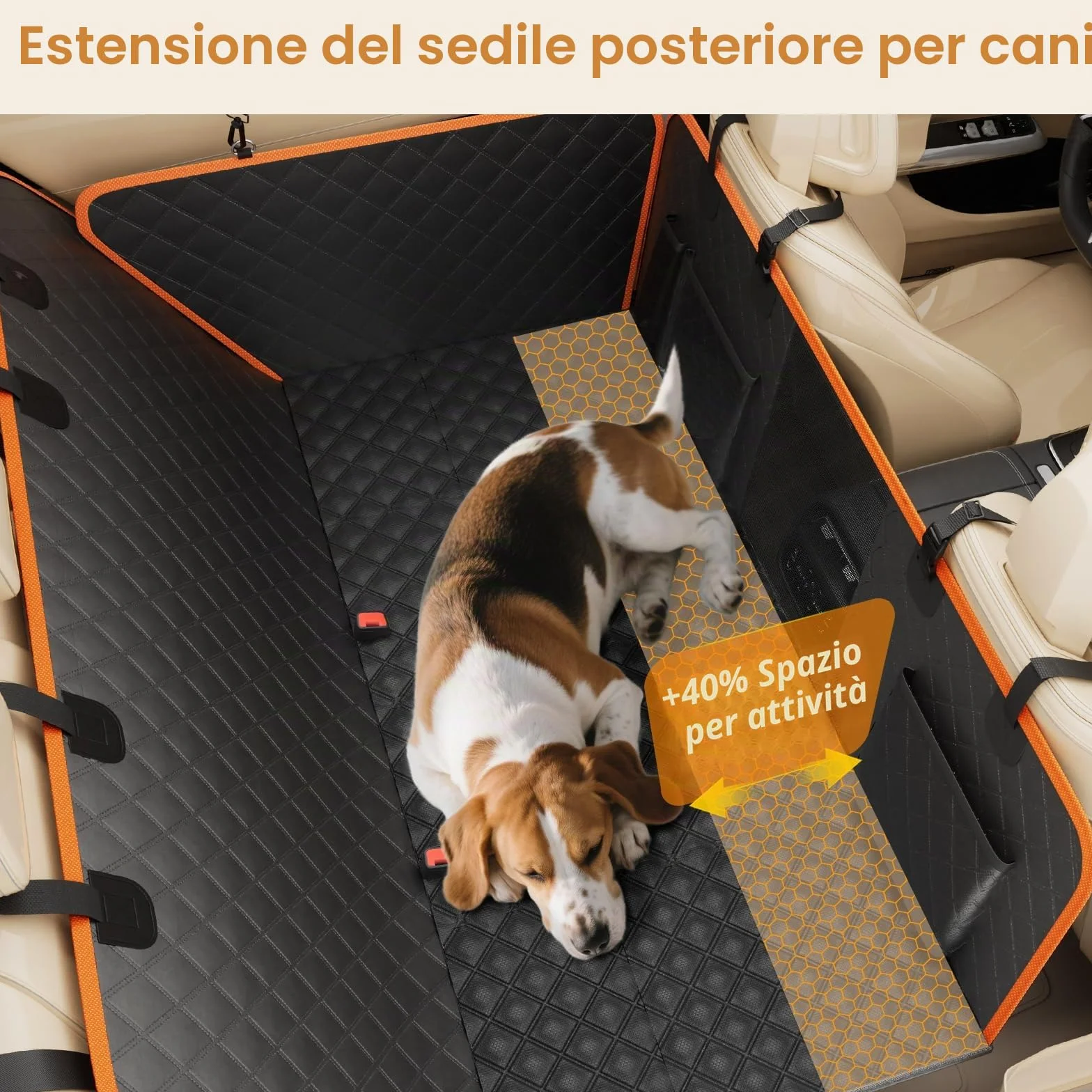 Pecute Coprisedile Auto Cani Posteriore, Estensione del Sedile Posteriore per Cani, Coprisedile per Auto per Cani con Fondo Rigido, Amaca per Cani per Lettino da Viaggio per Auto,per Auto, Camion, SUV