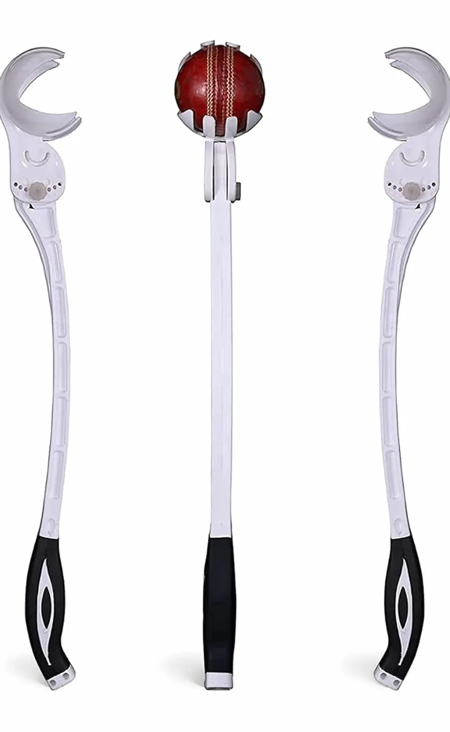 Lanciatore di palle da cricket con braccio laterale, compatibile palla in pelle, tennis, sintetica, velocità 120+ km/h, bianco