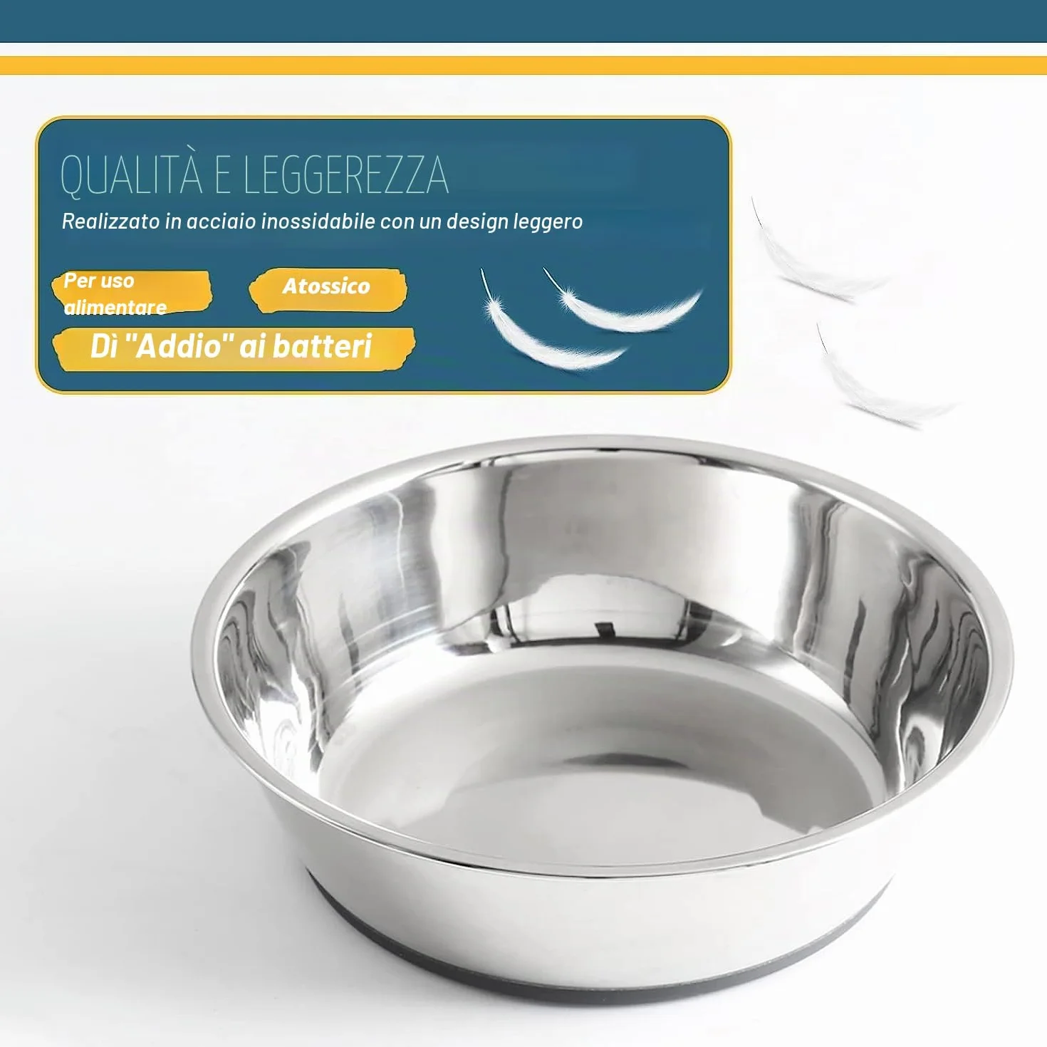 PEGGY11 Ciotole per Gatti in Acciaio Inossidabile, Fondo Antiscivolo, per Uso Alimentare, Senza BPA, Lavabili in Lavastoviglie, 430ML, 2 Pezzi