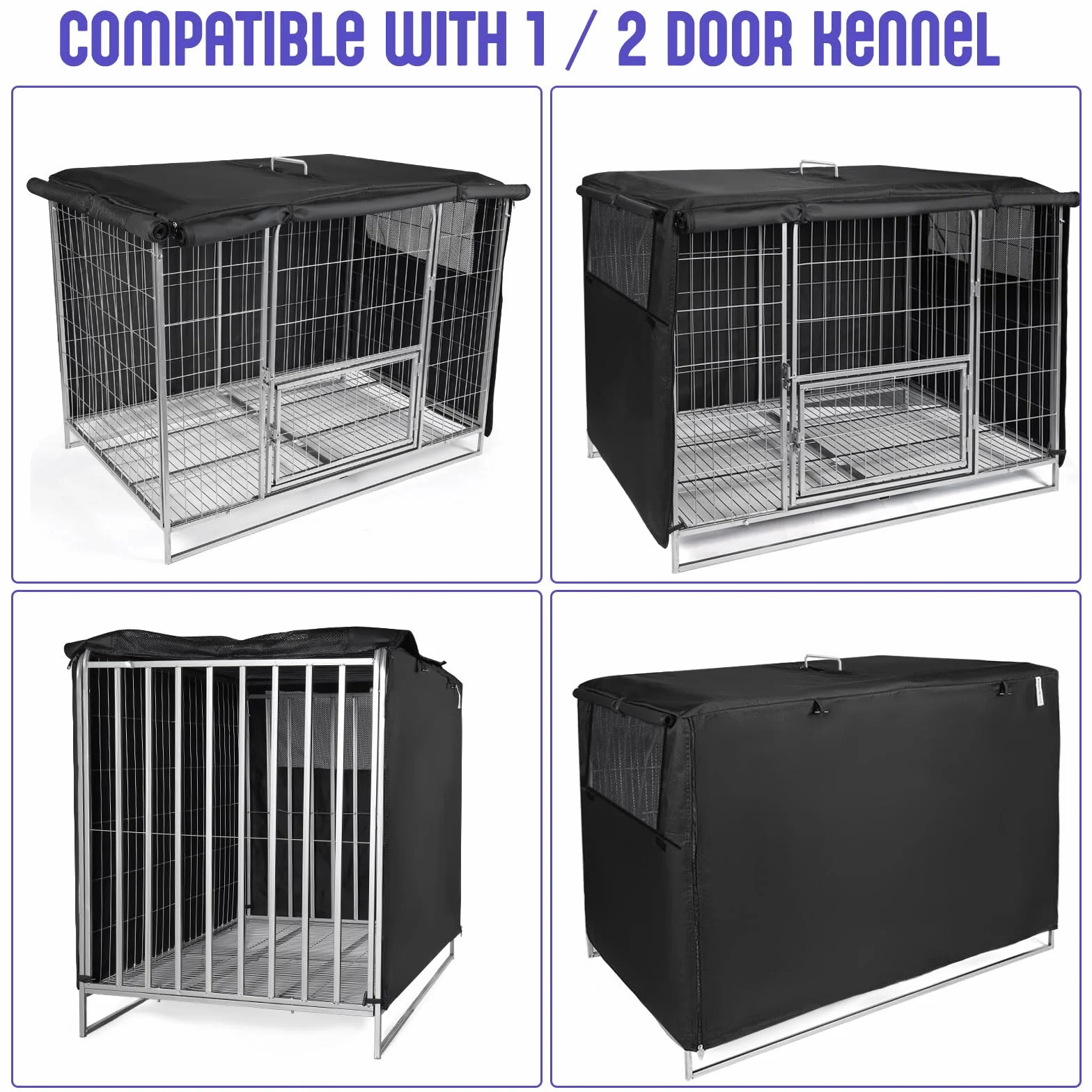 Copertura per gabbia per cani in tessuto oxford 600D antivento finestra in rete traspirante 107x72x76 cm
