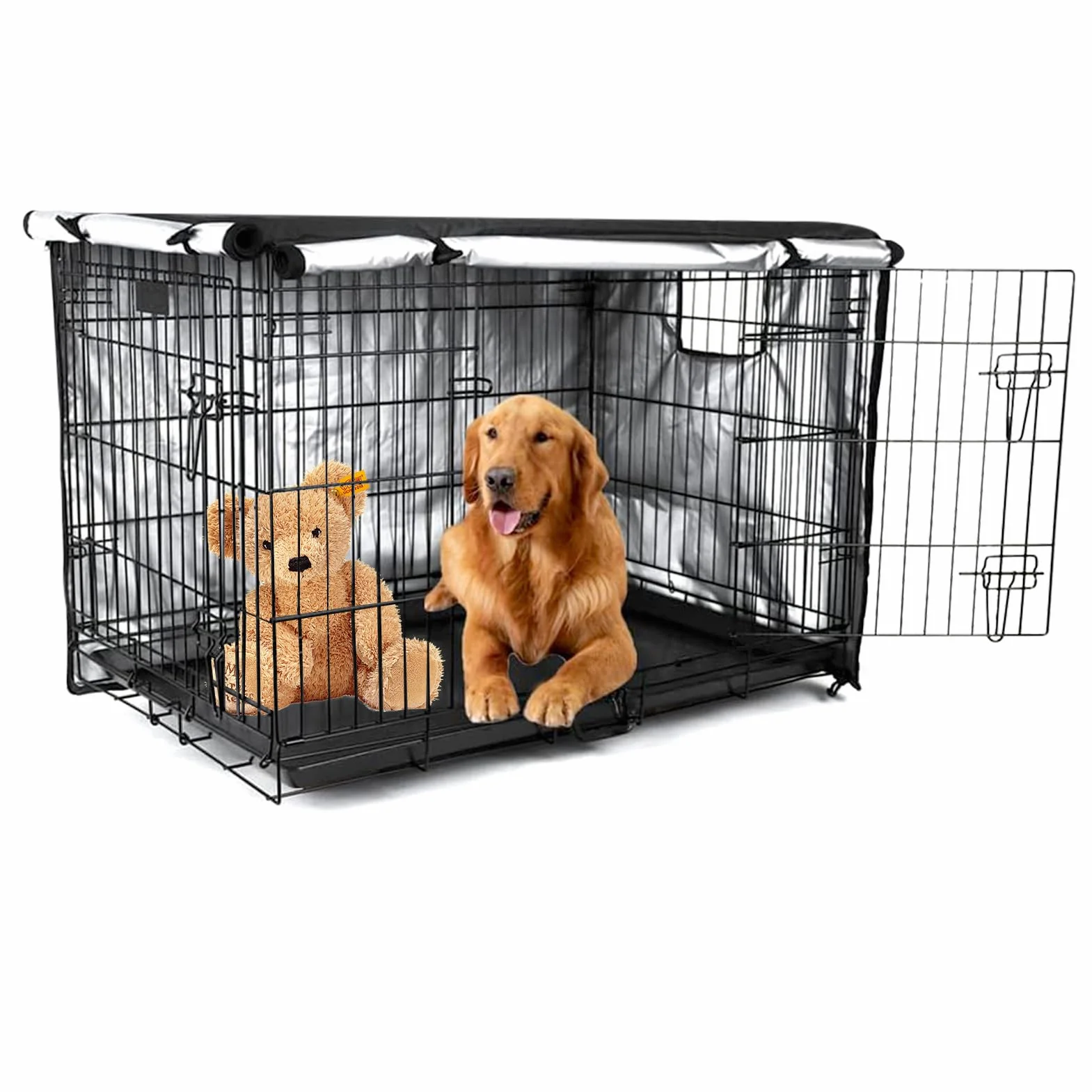 Copertura per gabbia di cane VINGVO, Copertura per gabbia di cane, Copertura per gabbia di cane 600D, Impermeabile e durevole, Copertura universale per la maggior parte delle gabbie (42pollici)