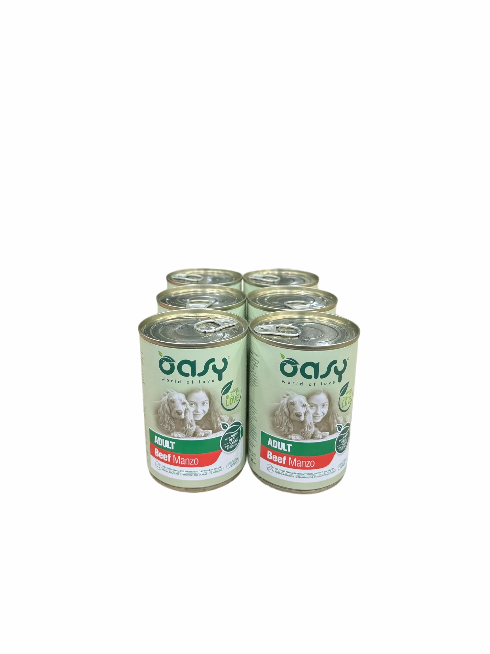 Oasy cane patè gusto MANZO | 6 lattine da 400 grammi l'una.