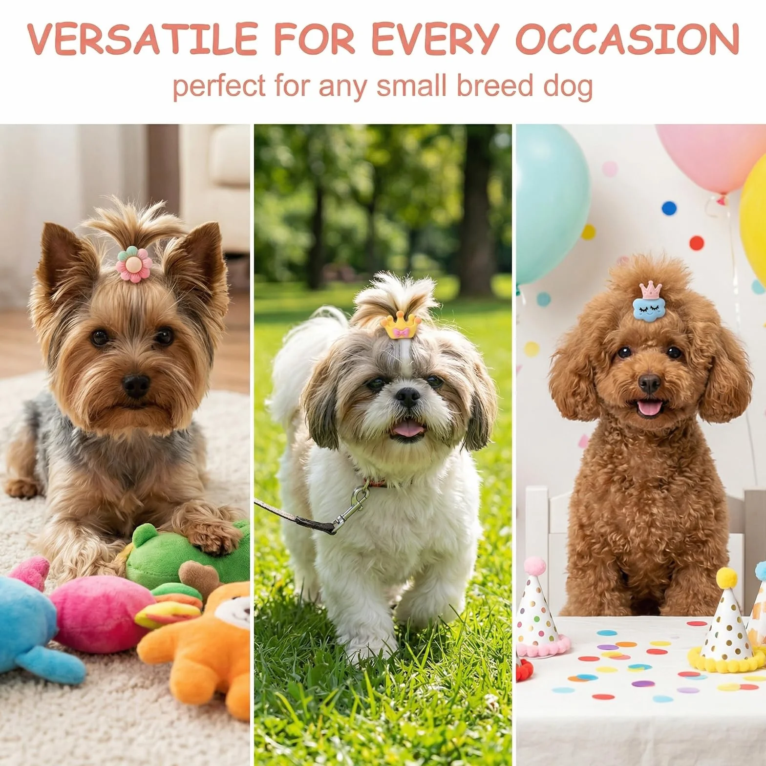 30 Pezzi Accessori per Animali Domestici, Fiocchi per Cani & Elastici per Cani, Papillon Cane con Corona Arcobaleno e Fiori per Cani Piccoli e Gatti