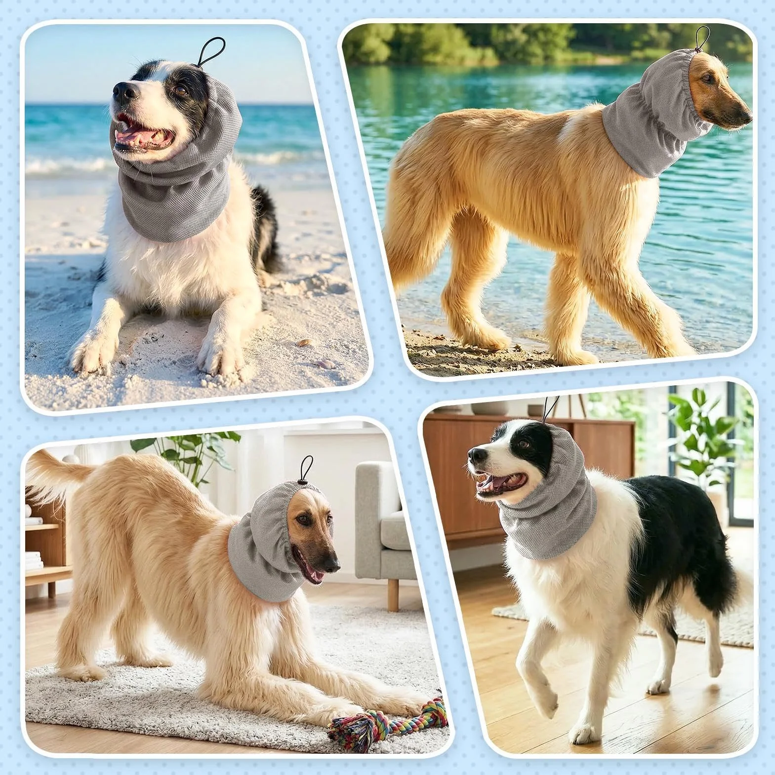 Copriorecchie Cane Rinfrescante, Snood Estivo Regolabile per Cani, Ideale per Spiaggia e Viaggi